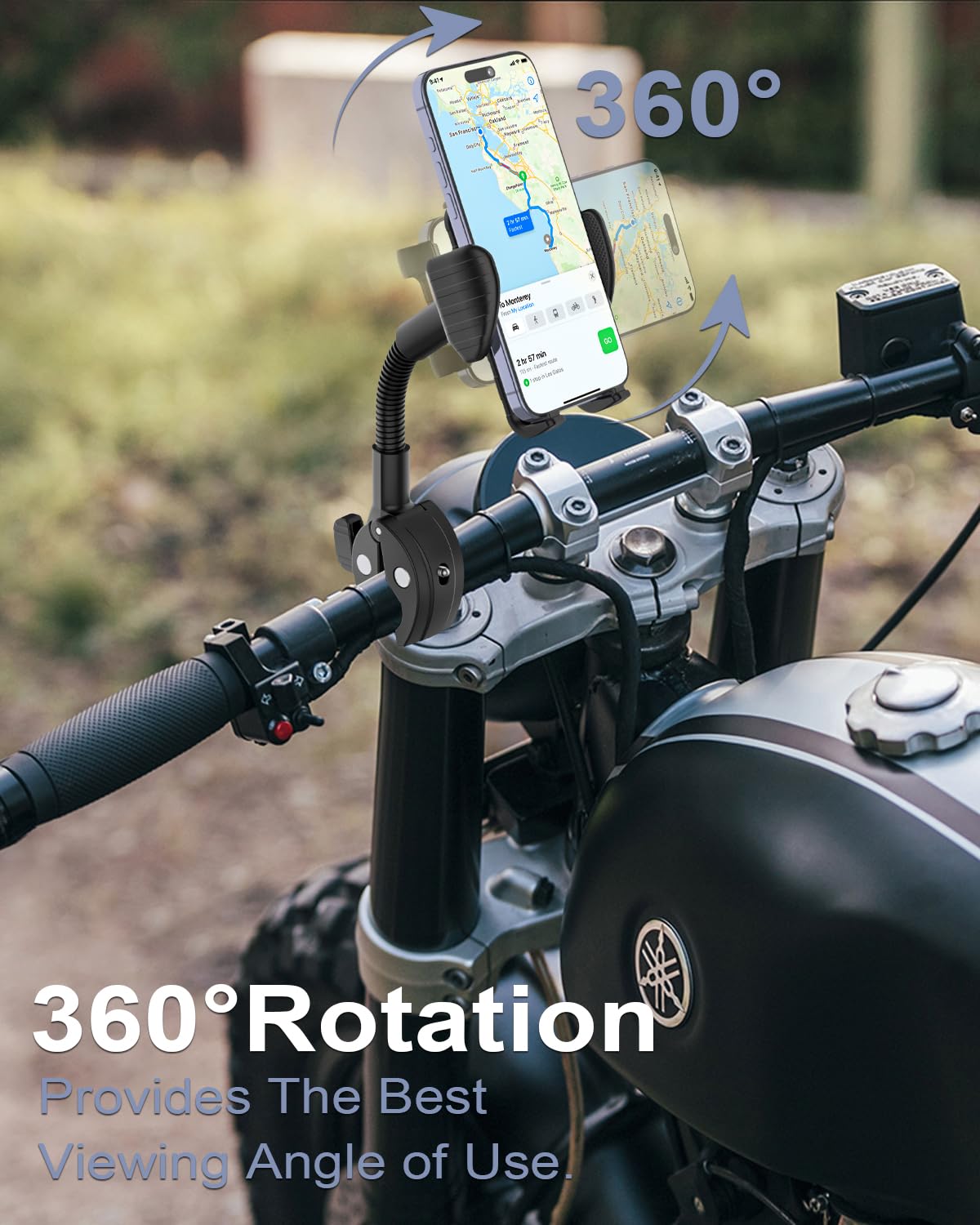 Kolasels Gooseneck Phone Holder For Bike, [Flexible Arm] Motorcycle Phone Mount, Electric Bike Cell Phone Clamp For Iphone 15 Pr