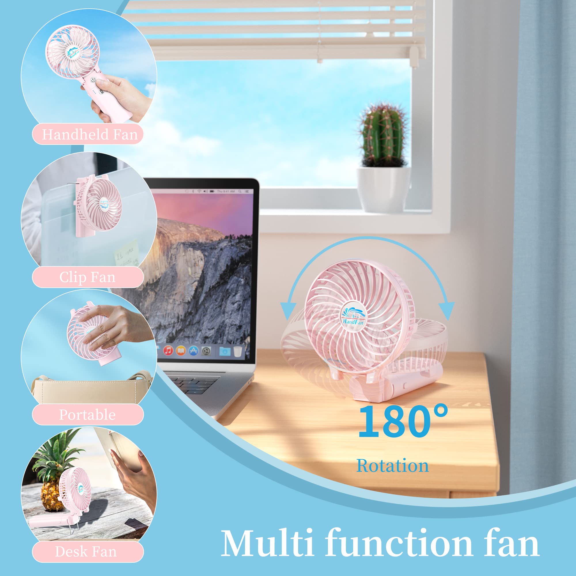 Handfan 2024 New 5200Mah Mini Handheld Fan, 5 20 Working Hours Personal Fans, 3 Speeds Strong Airflow Usb Small Desk Fan With Po