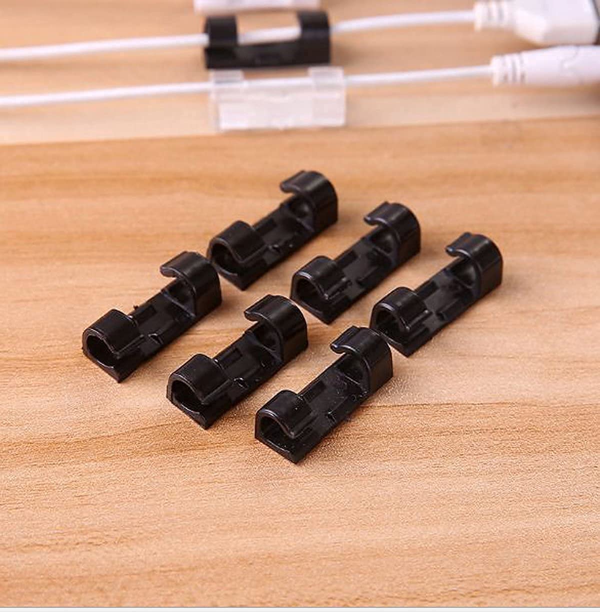 Alesso 20 Pcs SelfAdhesive Plastic Cable Clips Desk Organizer Drop Wire Holder Cord Management For Home, Office (Pack Of 20 Pcs