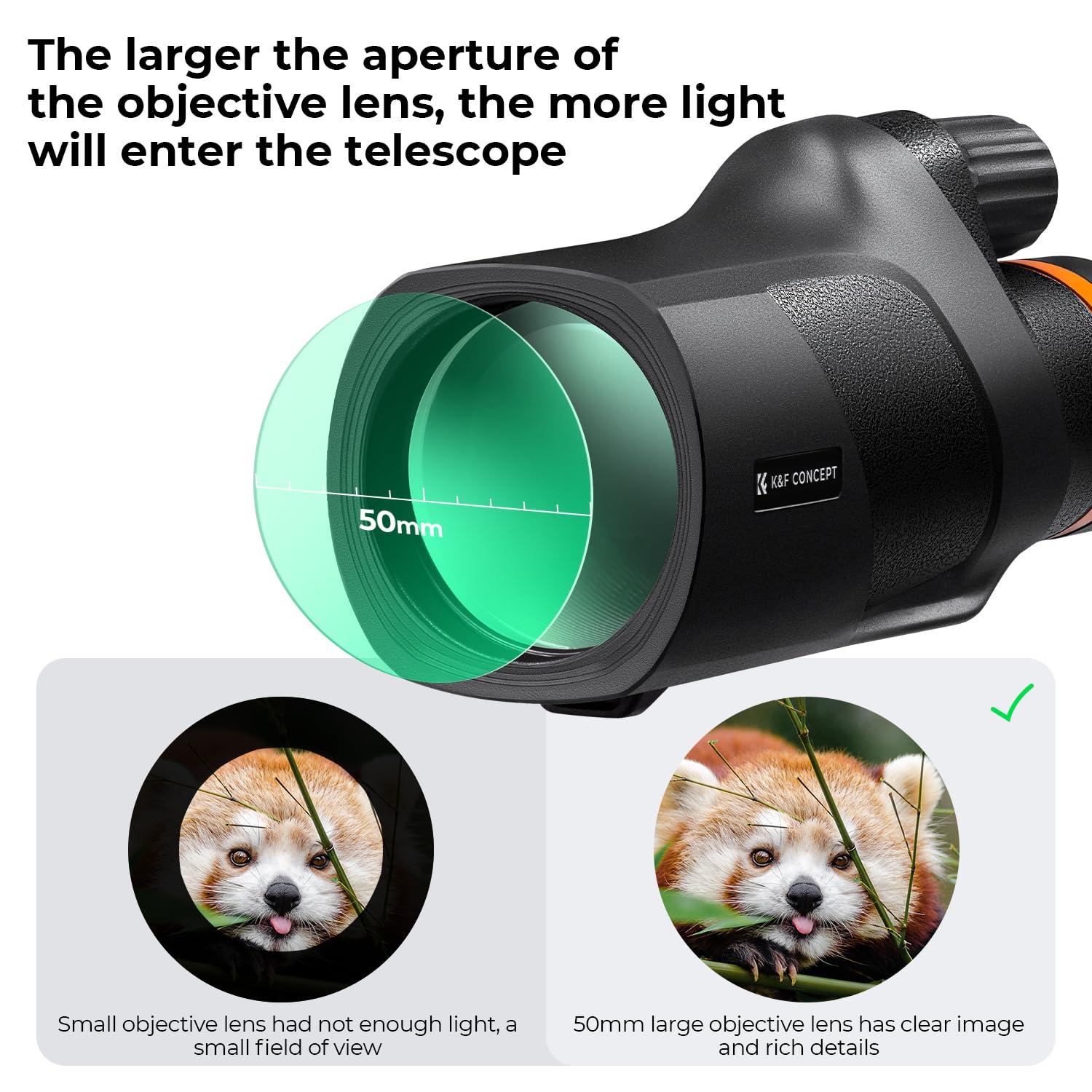 K&F Concept 80X100 Monocular Telescope For Adults Ip68 Waterproof High Powered With Smartphone Adapter & Tripod, With Bak4 Prism