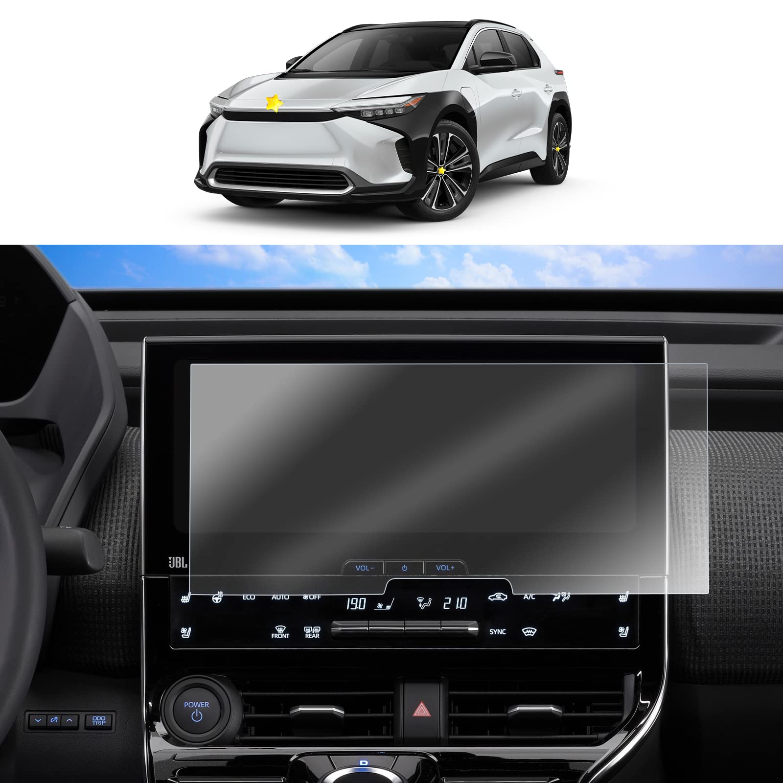 Sktu Screen Protector For 2023 2024 Toyota Bz4X/Subaru Solterra 12.3 Inch Navigation Toyota Bz4X 2024 Accessories [High Clarity, Anti Scratch] (2Pcs)
