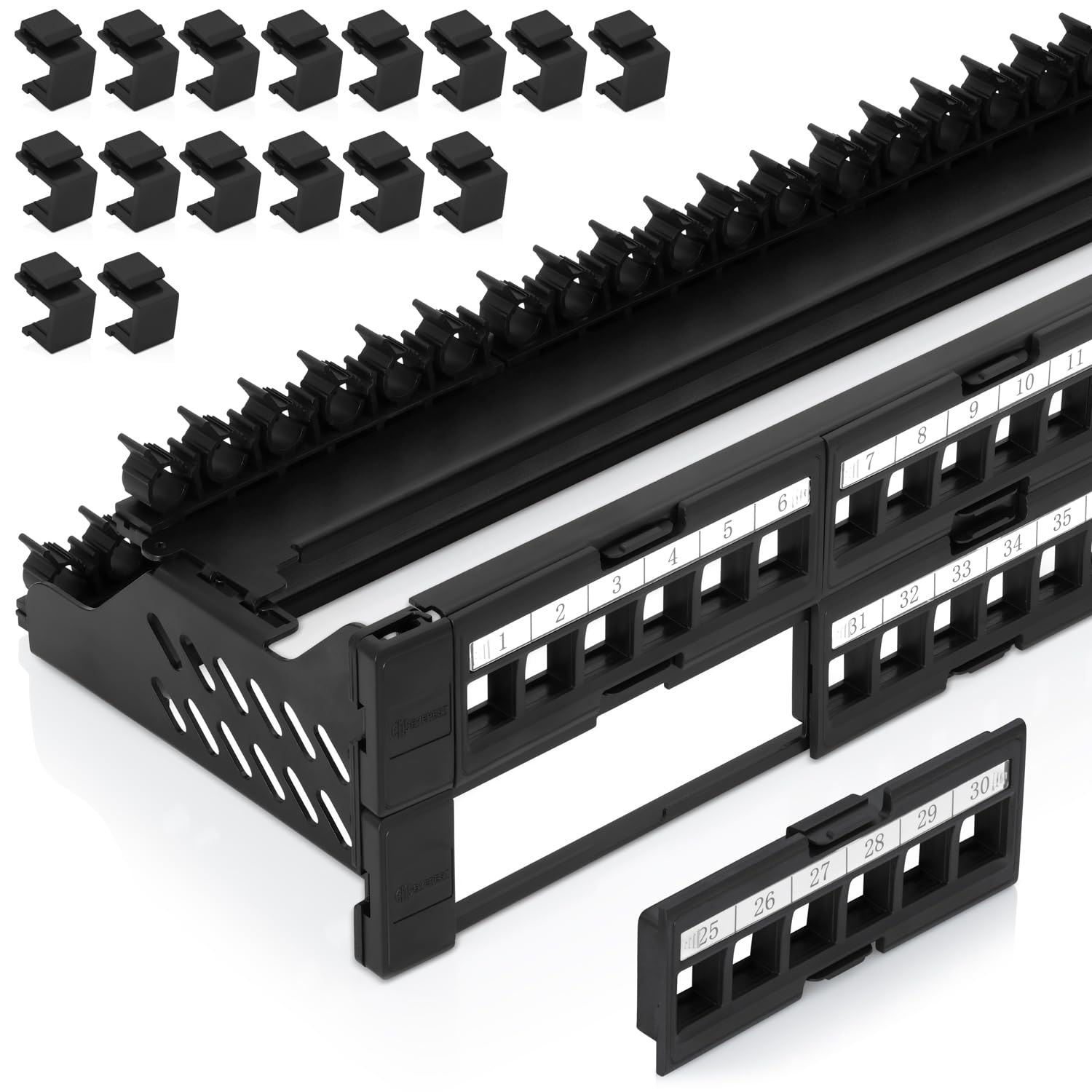 Everest Media Solutions 48 Port Keystone Patch Panel (4 Pack)   Use With Slim Profile Keystones Only (Wider Jacks May Not Fit Si