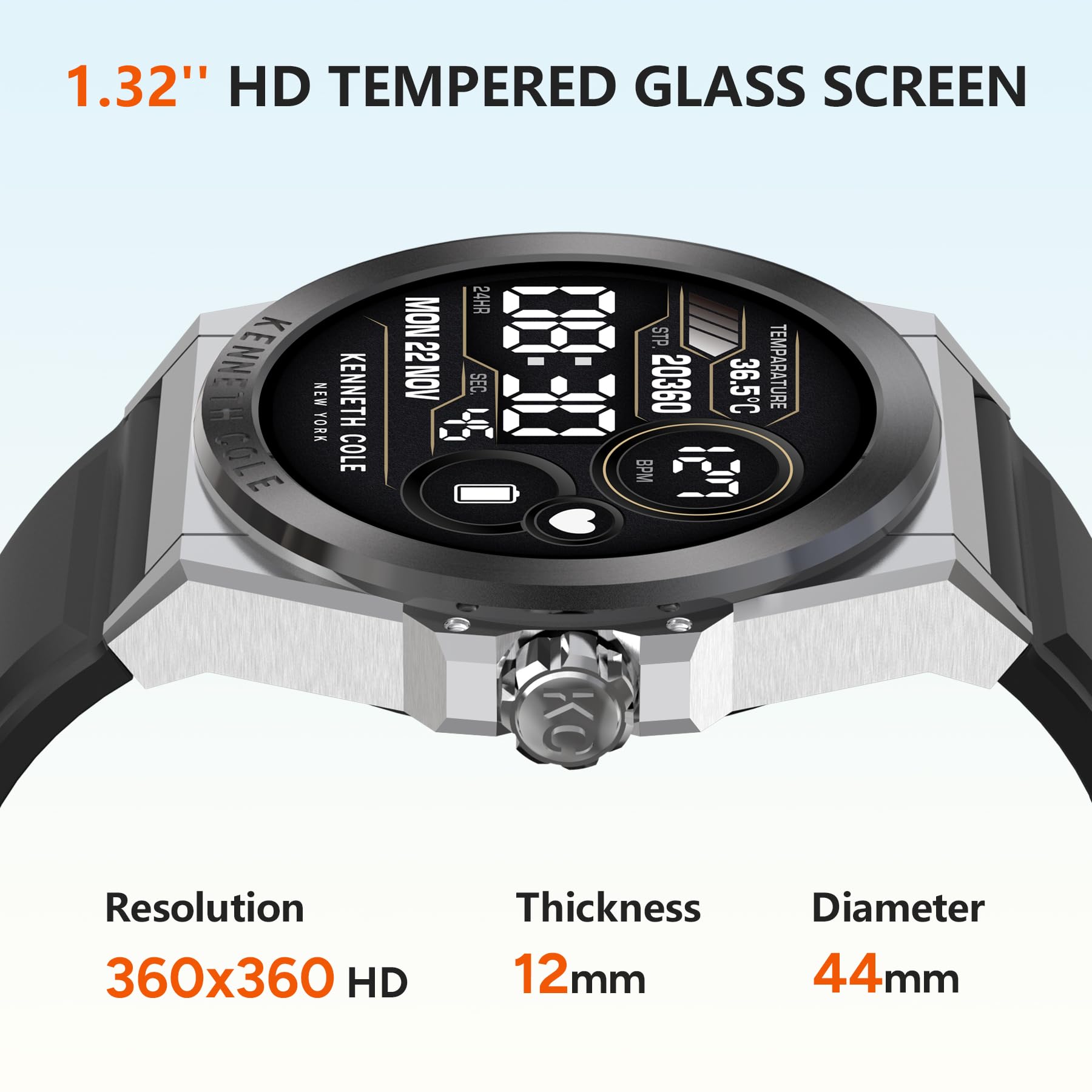 Bribejat Smart Watch For Men (Make/Answer Call), Hd 1.32'' Stainless Steel Case Smartwatch Ip68 Waterproof, Pedometer Spo2/Heart