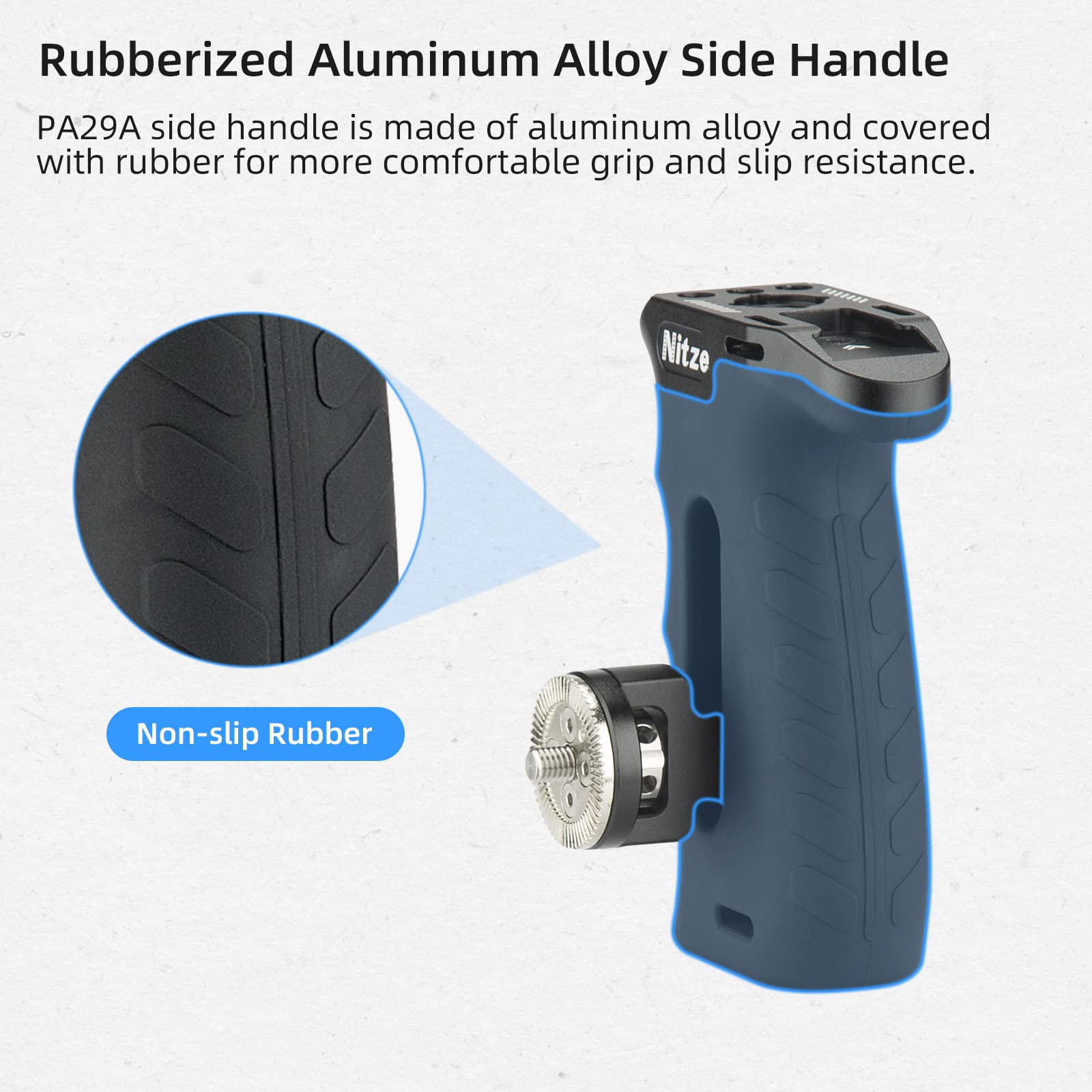 Nitze Ergonomic Rosette Side Handle With Rosette For Arri, Up/Down And Left/Right Adjustable, Rubberized Aluminum Camera Side Handle For Camera/Monitor Cages   Pa29A