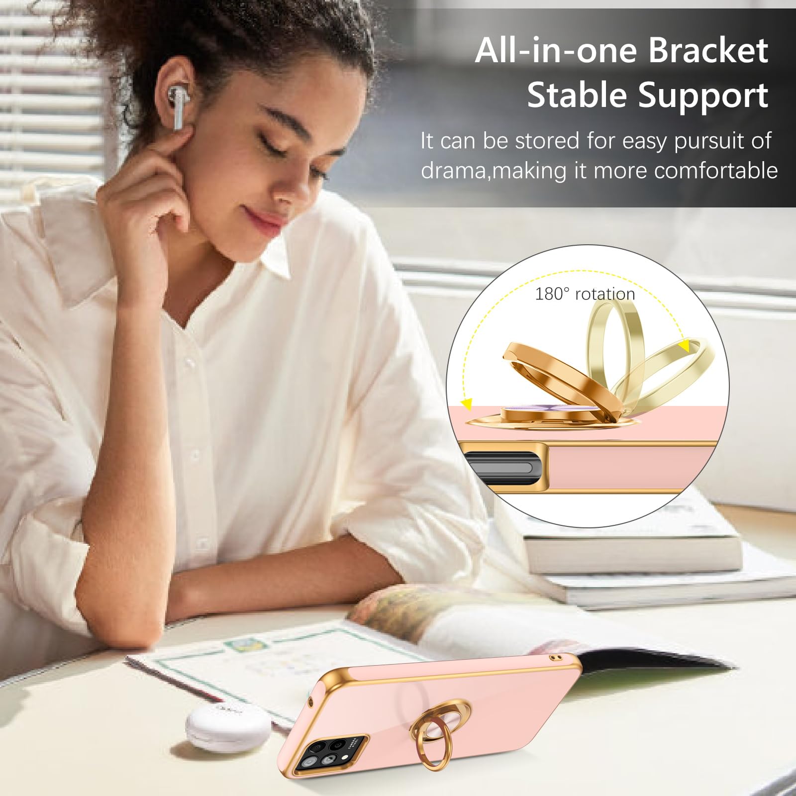 Guagua For T-Mobile Revvl 6 Pro/6X Pro Case With 360 Ring Holder Kickstand Magnetic Car Mount Supported Slim Soft Tpu Shockproof