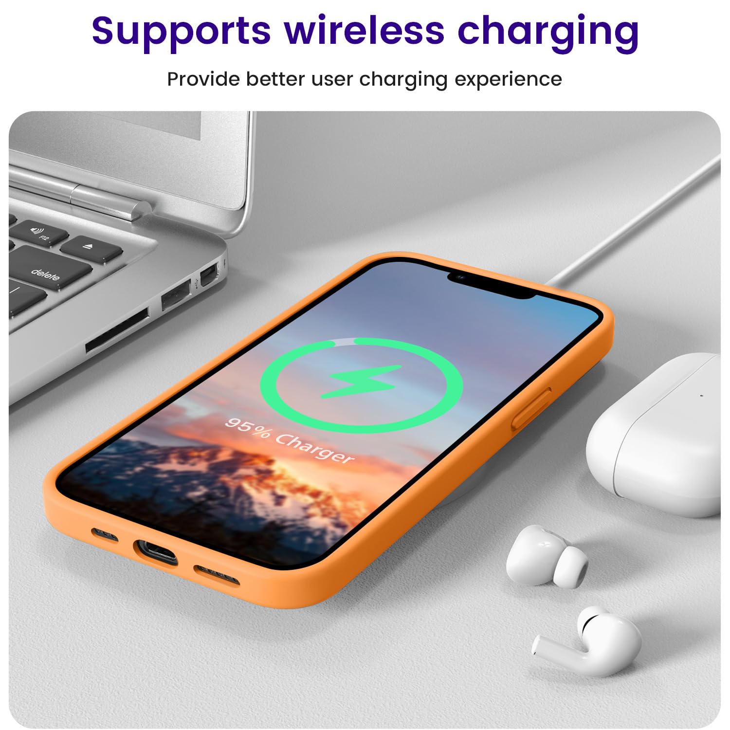 Otofly Designed For Iphone 14 Case, Silicone Shockproof Slim Thin Phone Case For Iphone 14 6.1 Inch (Orange)