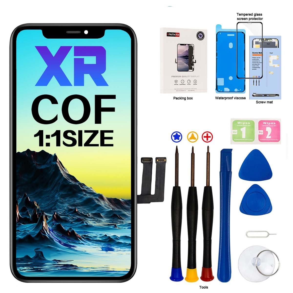 Efaithfix For Iphone Xr Screen Replacement Cof 6.1 Inch Lcd Screen Frame Assembly 3D Touch Display Screen Digitizer For A1984/A2