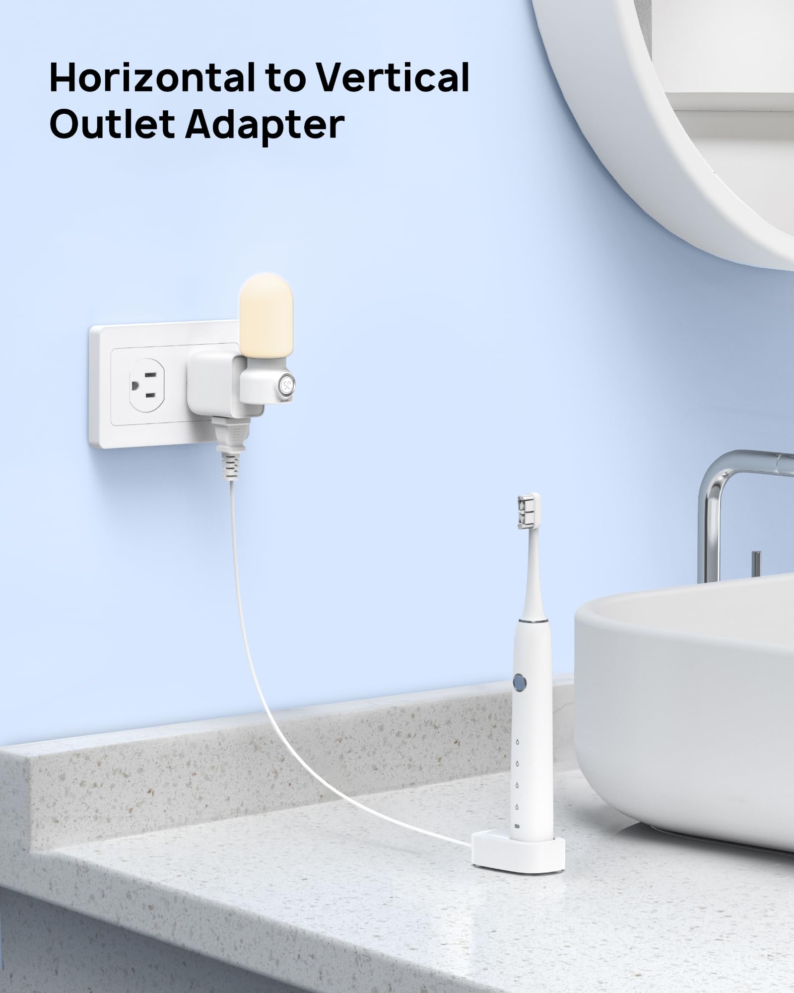 Trond Multi Plug Wall Outlet Extender   2 Pack Electrical 3 Way Plug Extension Outlet Splitter Adapter, Small Multiple Wall Expa