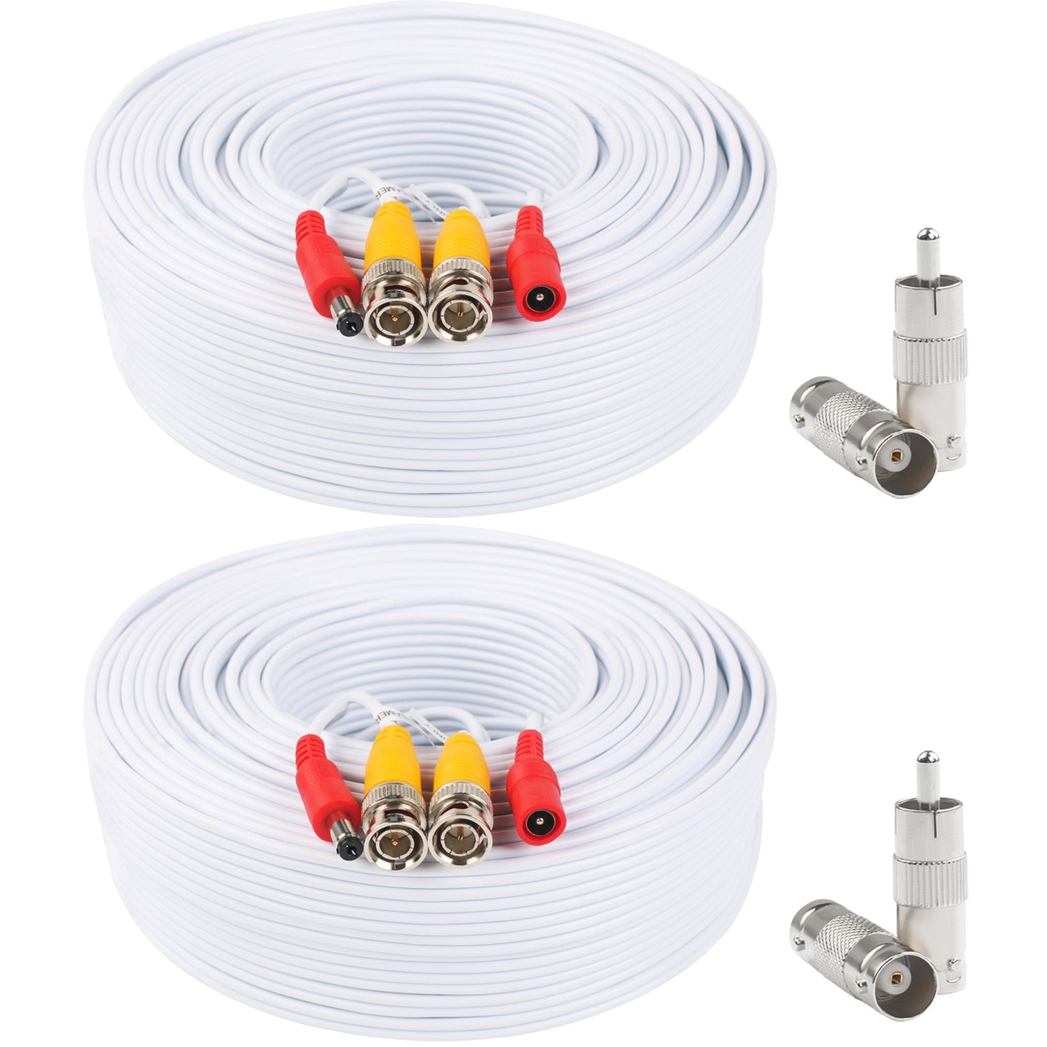 Postta Bnc Video Power Cable (2 Pack 130 Feet) Video Security Camera Cable Wire With Four Connectors For Cctv Dvr Surveillance S