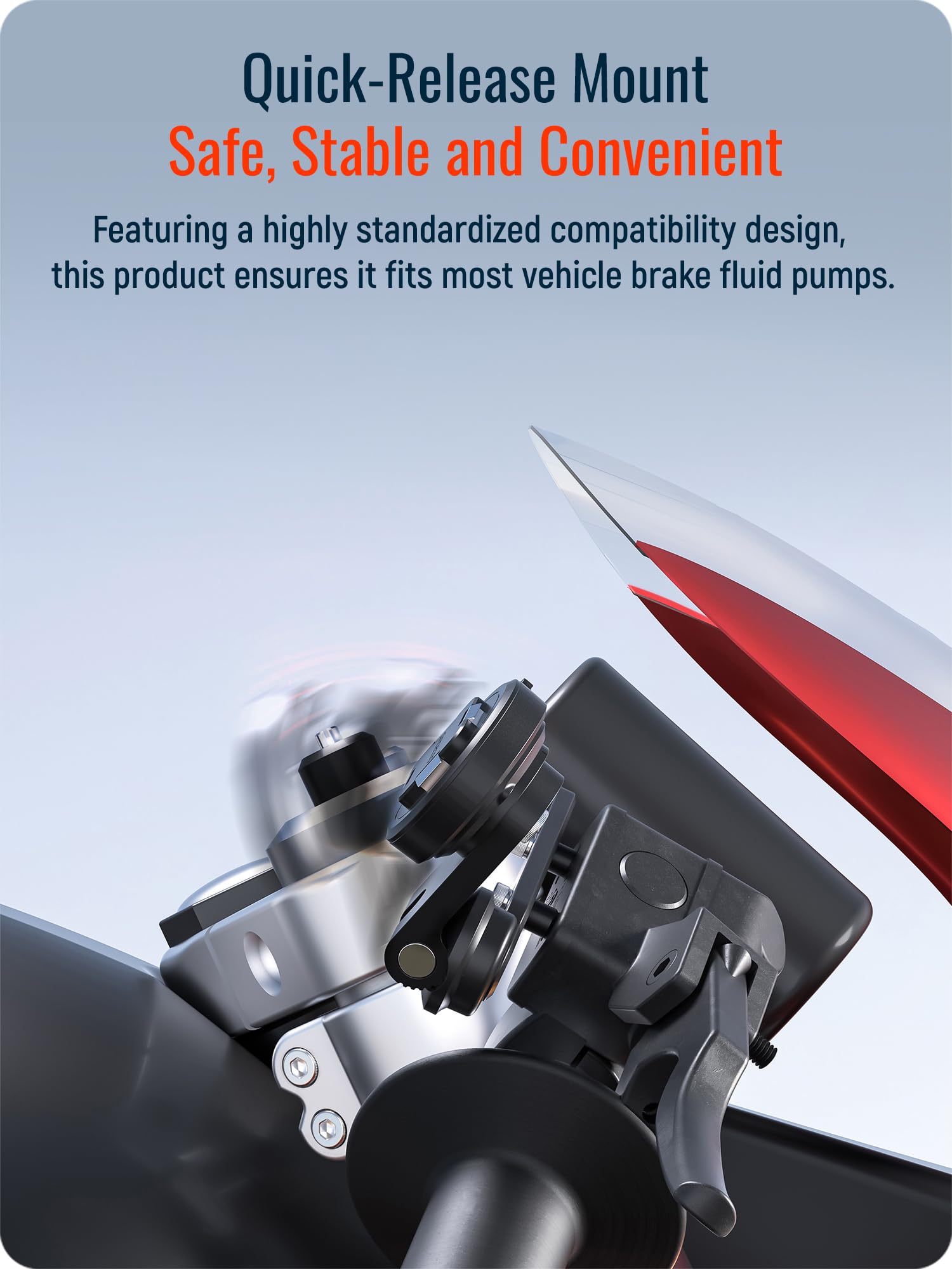 Sincetop Motorcycle Brake Reservoir Mount - Brake Pump Cover Scooter Phone Holder- Series Q [ Quad ] Quick Release Aluminum Moto