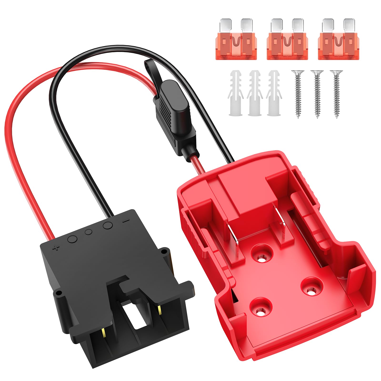 Azocek Power Wheels Adapter For Milwaukee M18 Battery With Wire Harness Connector Compatible With 12 Volt Power Wheels, 12Awg Wi