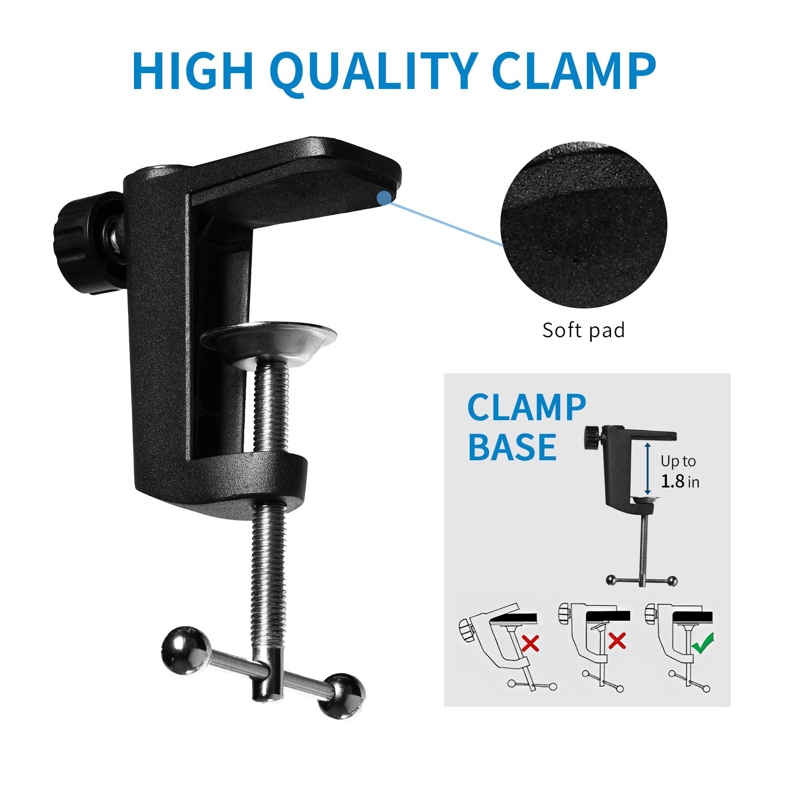 Feelworld Ams1 Microphone Boom Arm, Adjustable Mic Arm Stand With 3/8    To 5/8    Screw, Compatible With Pm1 And Other Mics For