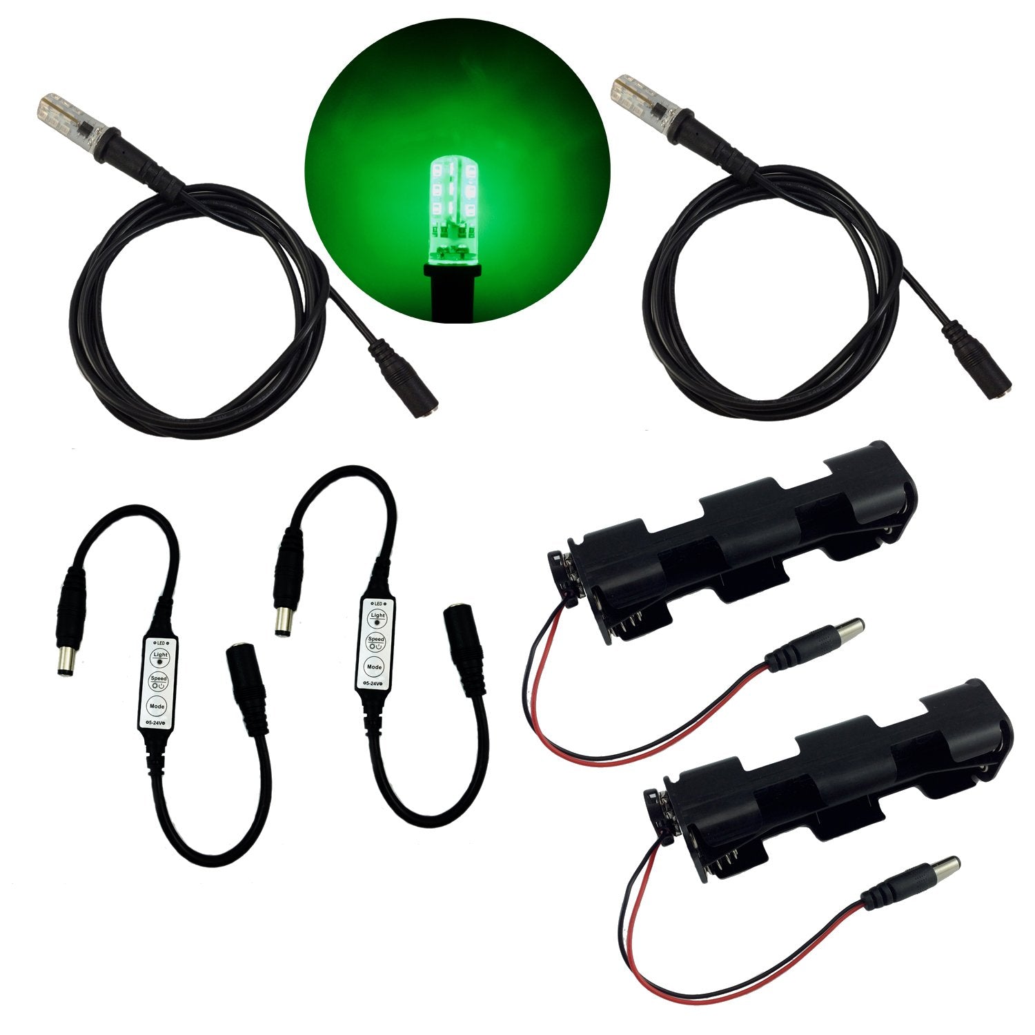 Green Led 2 Kits Lighting Effects Control 12V 5 Foot Cable Sockets For Props Theatrical Scenery Christmas Decor