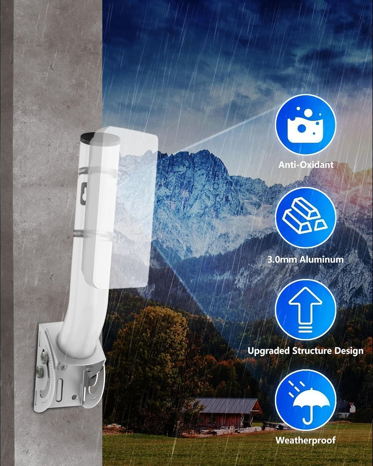 Universal Antenna Mount, 160 Adjustable 12'' Adjustable Pole And Wall Mounting Bracket Kit For Wireless Bridges, Ap, Access Poin