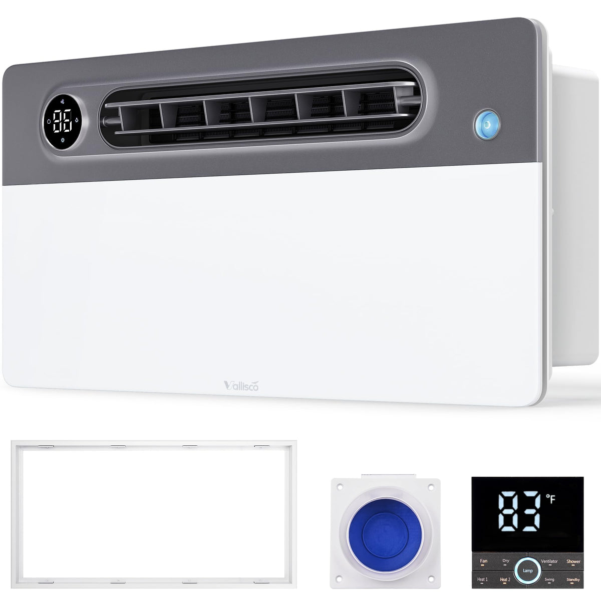Vallisco Bathroom Exhaust Fan With Light And Heater, 4 In 1 Bathroom Fan With Heater, 1900W Heating Power, Remote Control, Quiet
