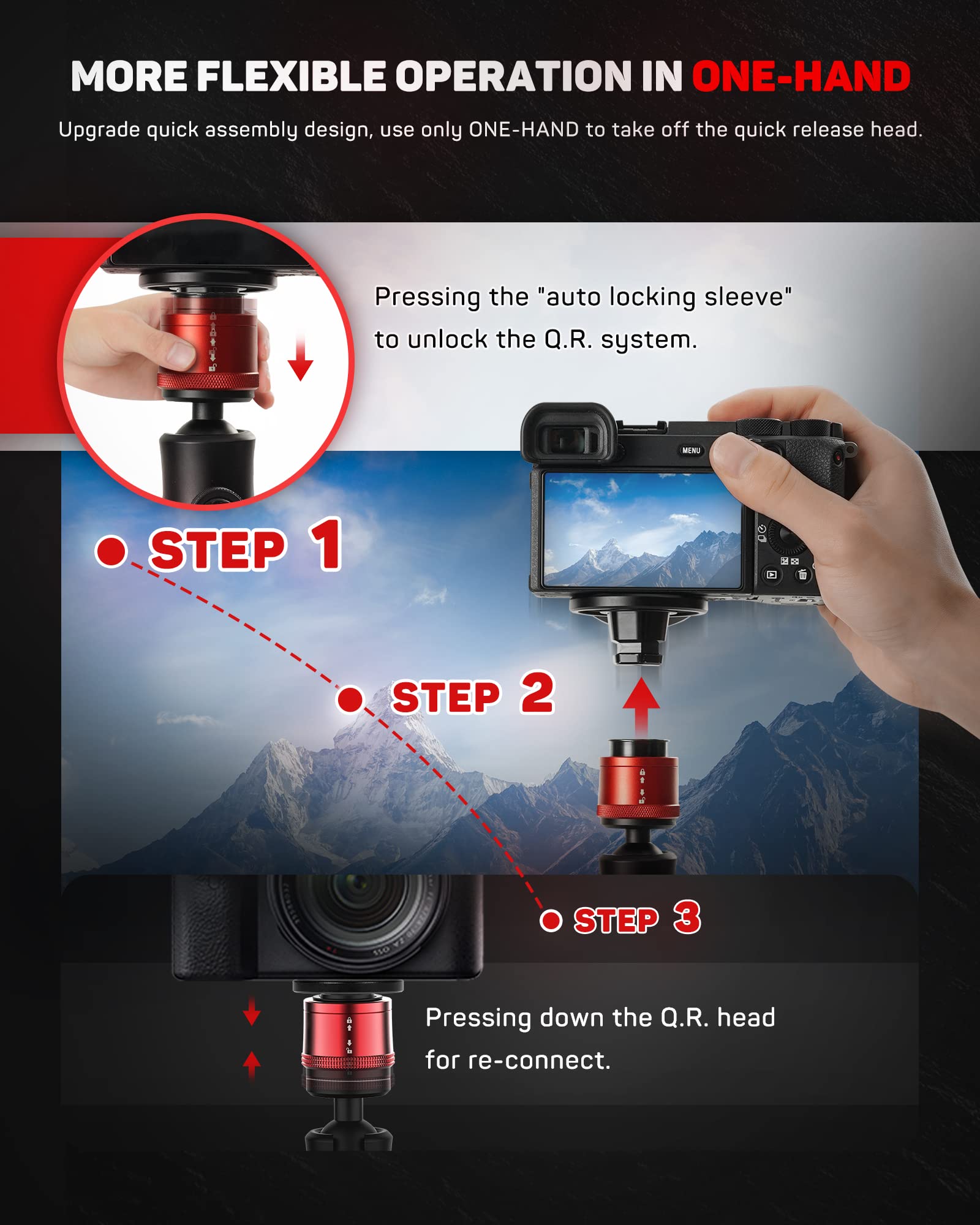 IFOOTAGE Small Tripod - Professional Mini Tripod for Photography, Aluminum, CB3 BASE, Black, Compatible with DSLR Cameras