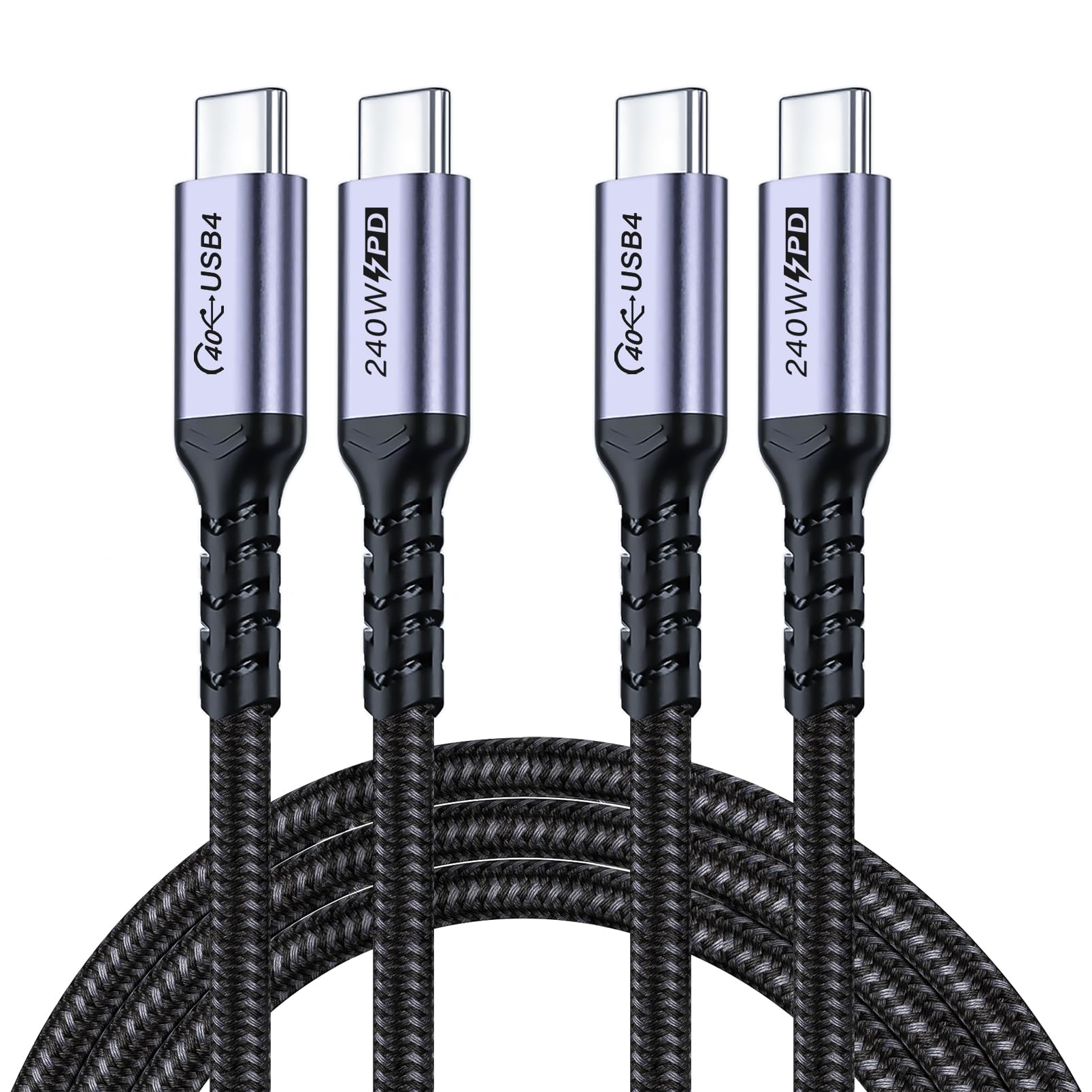 Sumpk Usb 4 Cable 6.6Ft 2 Packs, 240W Usb C To Usb C Cable, High Speed 40Gbps Data, 8K 60Hz, 5K 60Hz, 4K 144Hz Monitor Display P