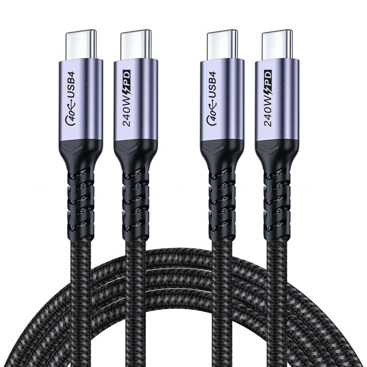 Sumpk Usb 4 Cable 6.6Ft 2 Packs, 240W Usb C To Usb C Cable, High Speed 40Gbps Data, 8K 60Hz, 5K 60Hz, 4K 144Hz Monitor Display P