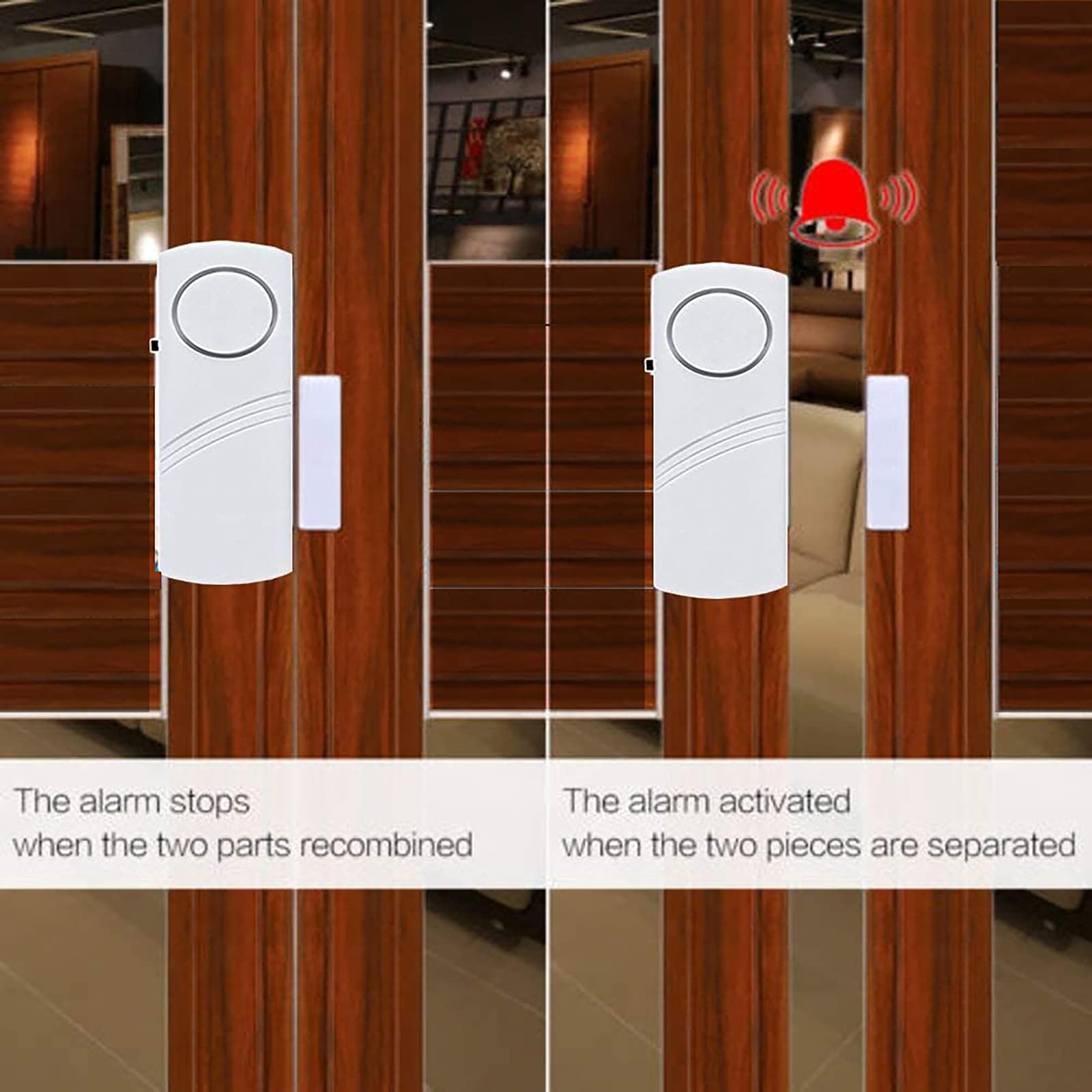 PCTC 10 Pack Window & Door Alarm System - Home Security Sensors for Kids Safety, Garage, Apartment, RV - Model DK_JBQ_DA_JD188_10ge