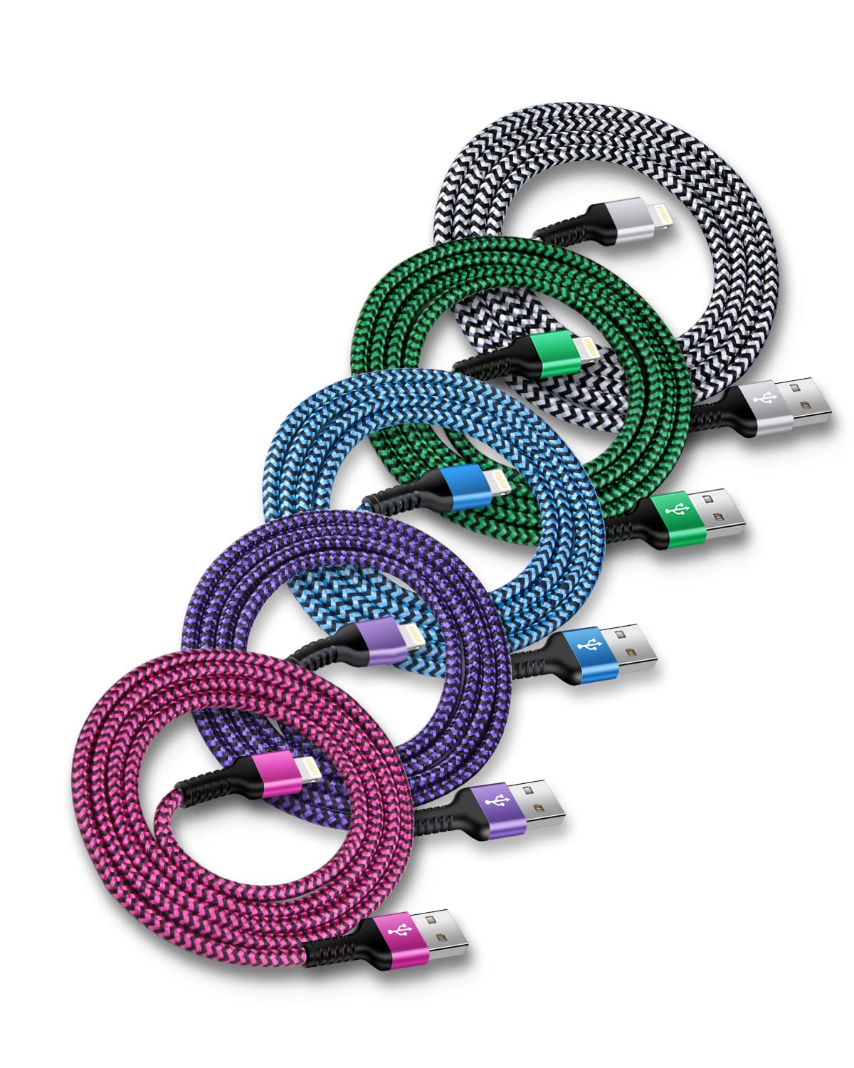 Lightning Charger 6Ft, 5Pack Usb A To Lightning Cable For Iphone 14 Pro Max 14Pro 14 13 13Pro 12 Max 12Pro 11 Mini 11Pro Se X Xr