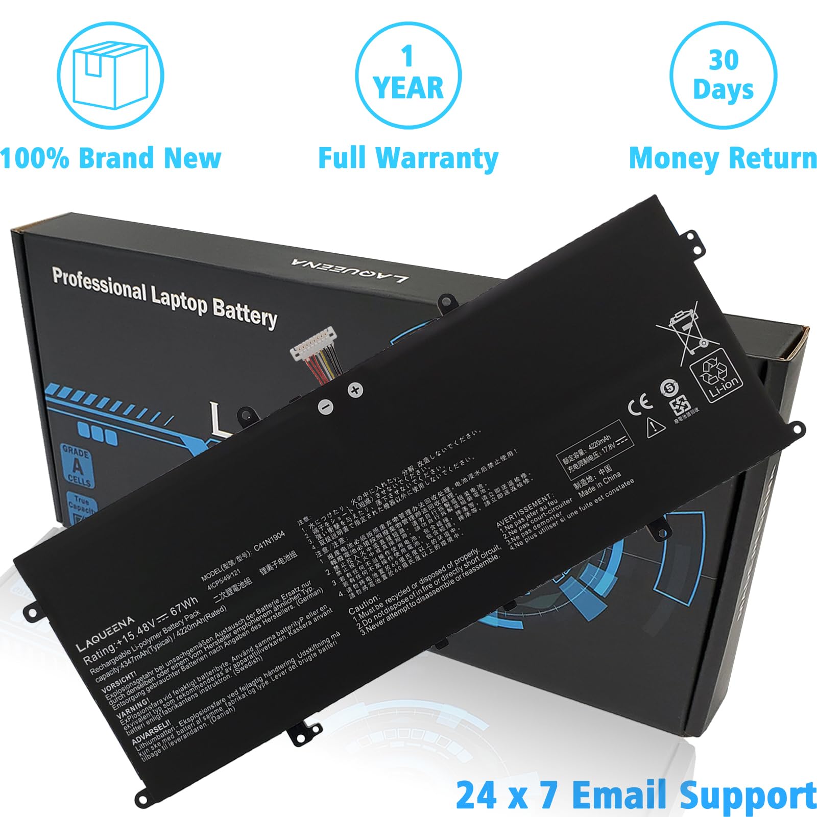 Laqueena C41N1904 Laptop Battery Compatible With Asus Zenbook 14 Um425Ia Ux425Ea Ux425Ja 13 Bx325Ja Ux325Ea Ux325Ja Ux325Sa Um32