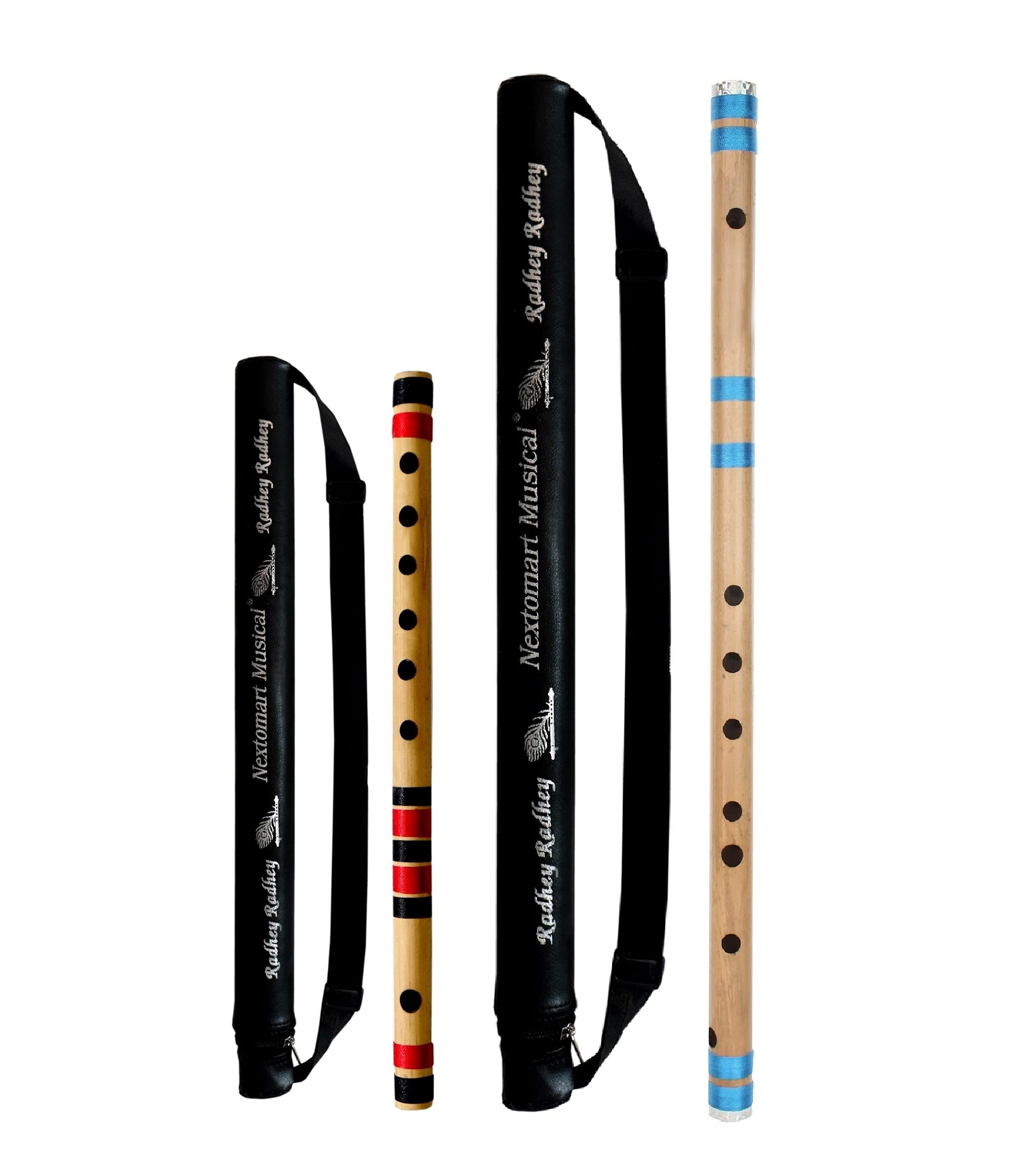 Nextomart Musical Combo Flutes C Scale 6 Hole (14 Inch) & Ff (21 Inch) Bamboo Flute Bansuri With Flute Carry Bag Free