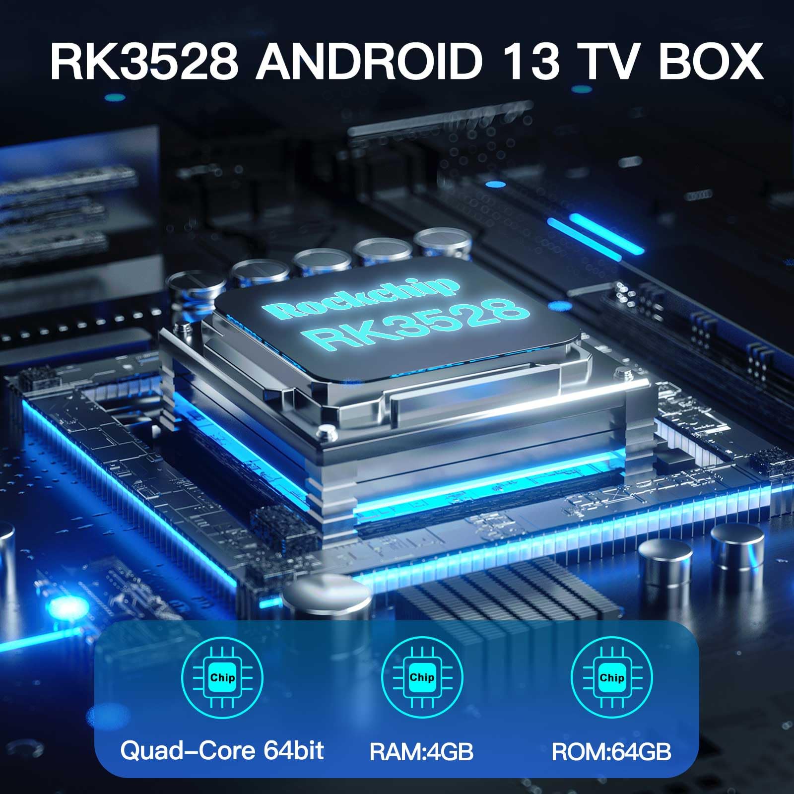 Android 13.0 Tv Box 2024 4Gb 64Gb 8K Android Box Tv Rk3528 Chipset 2.4G&5.8G Wifi 6 Hdr10+ Bt5.0 Usb 3.0, Smart Tv Box With Mini
