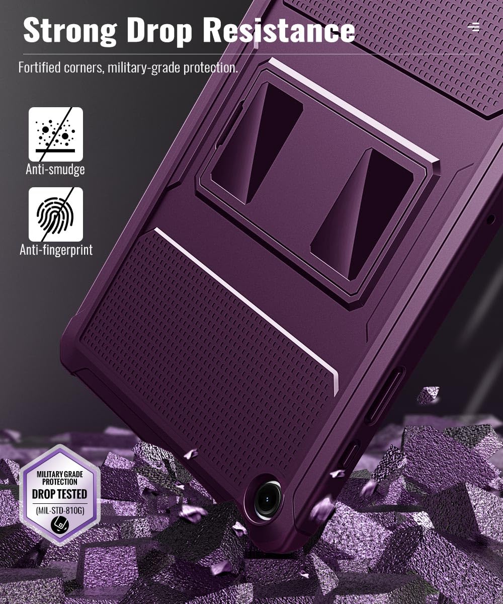 MoKo Case Fit Galaxy Tab A9 Plus 11 Inch 2023 (SM X210/X216/X218), Shockproof Full Body Rugged Stand Back Cover Built in Screen Protector Fit Galaxy Tab A9+ 11' 2023, Dark Purple
