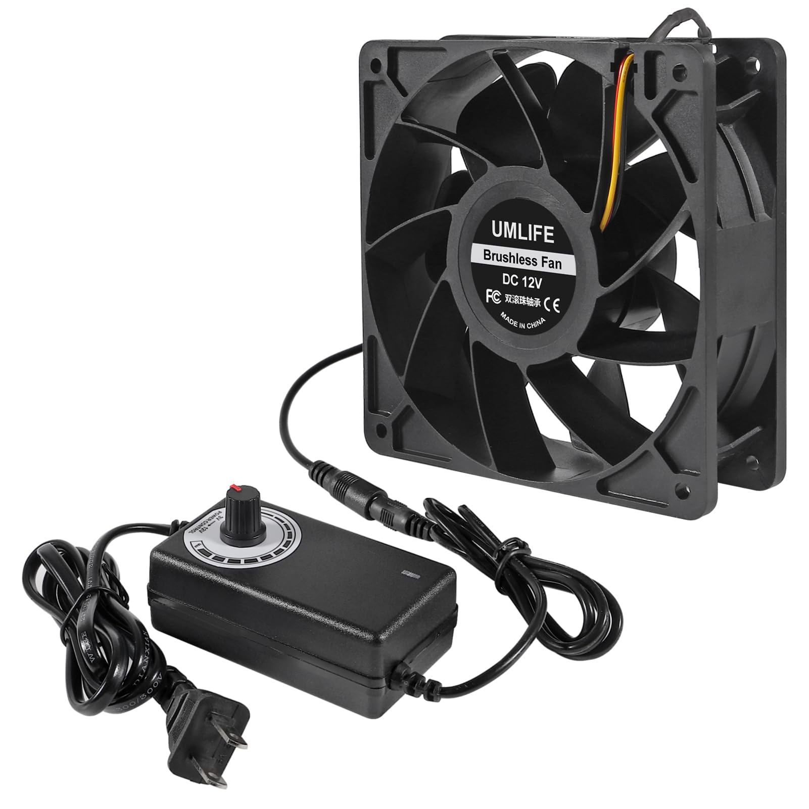 Umlife Blower Cooling Fan 120X38Mm 12038 110V 220V Ac Powered Cooling Fan Dual Ball Bearings 3 To 12V Speed Controller Fan For R