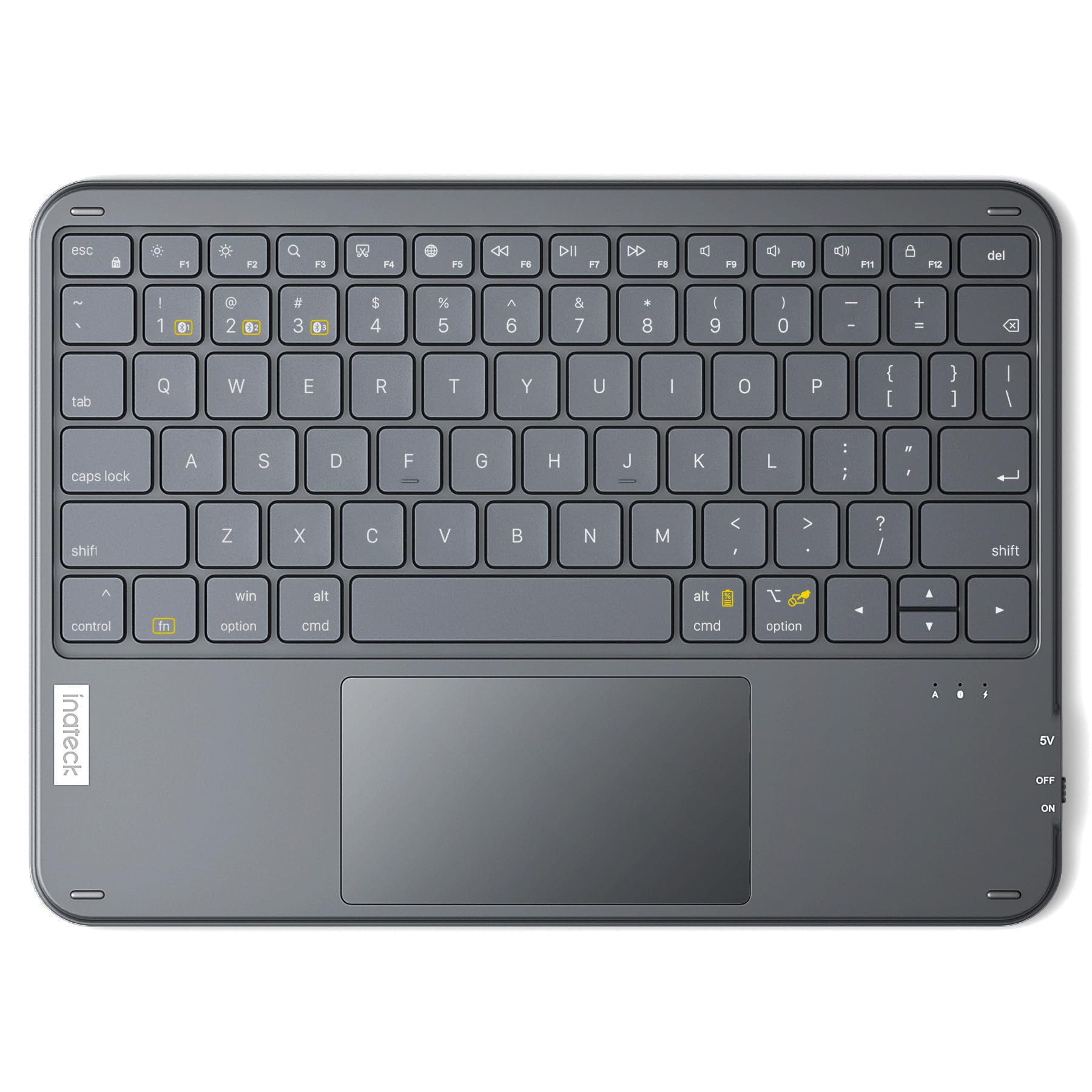 Inateck Bluetooth Keyboard with Touchpad, Ultra Slim and Portable Wireless QWERTY Keyboard, Compatible with Windows and iPad OS,