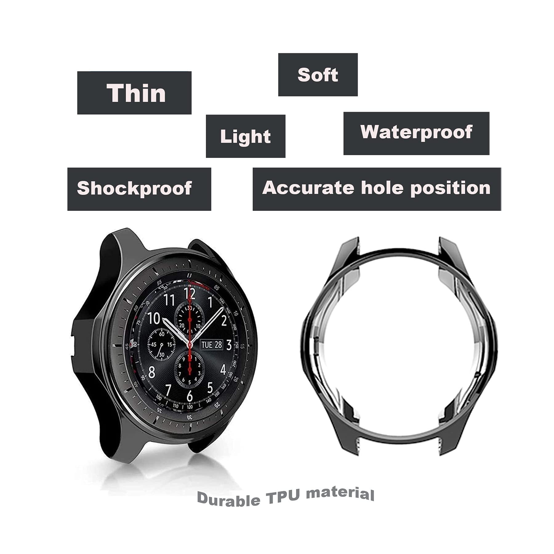 Eanwireless Compatible For Samsung Galaxy Watch 3 Watch Band, 22Mm Silicone Strap And 45Mm Soft Tpu Protector Case Compatible Wi