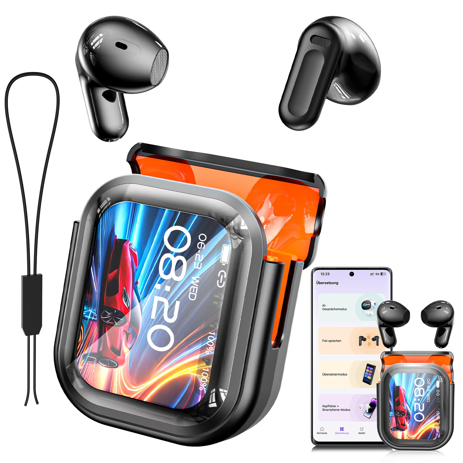 NE20 Translation Earbuds,Bluetooth 5.4 Earphones LED Display 135 Language Translator Earphones, 4in1 Translating Device, Suitabl