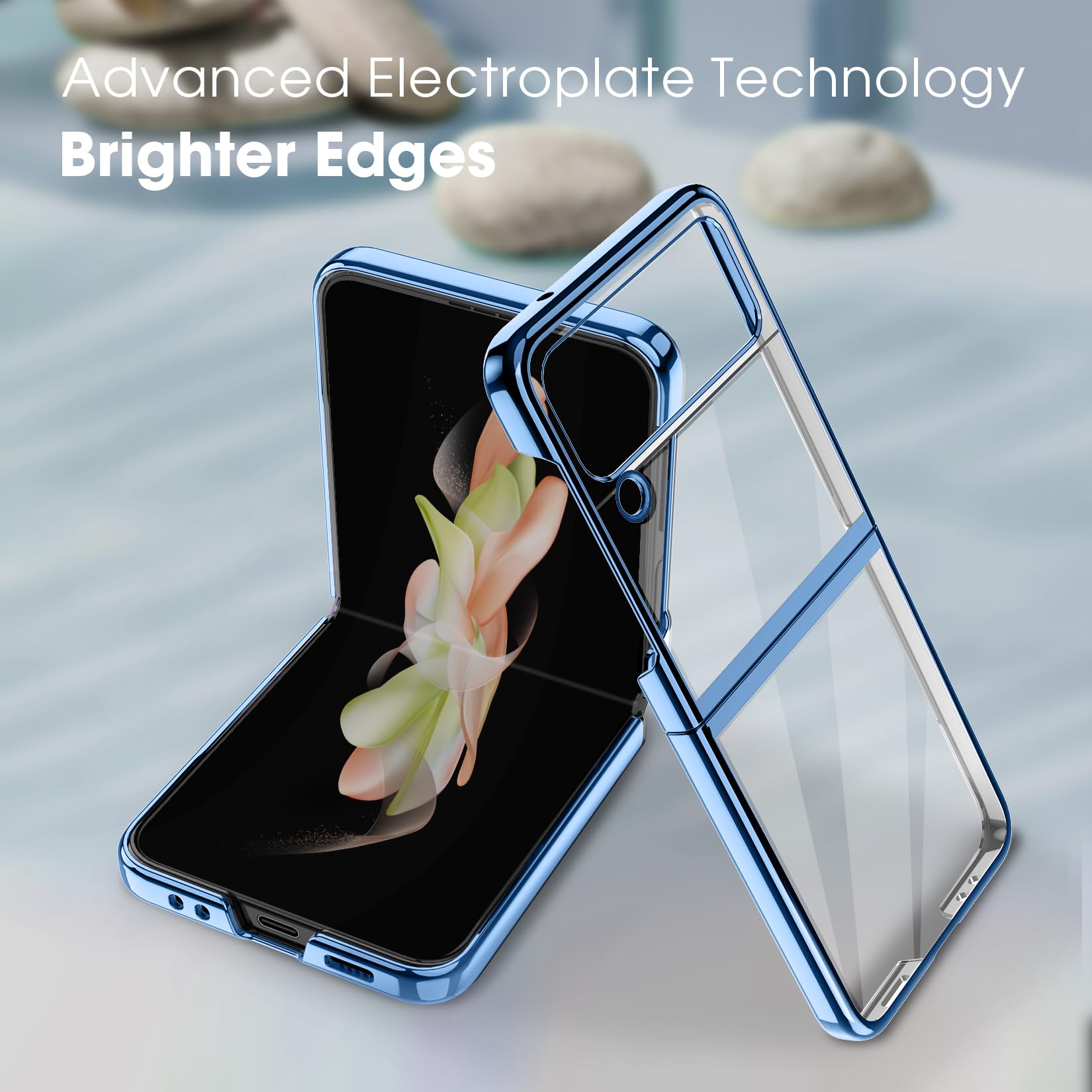 Mateprox Compatible With Samsung Galaxy Z Flip 3 Case, Slim Thin Lightweight Protective Phone Case With Clear Back With Electrop