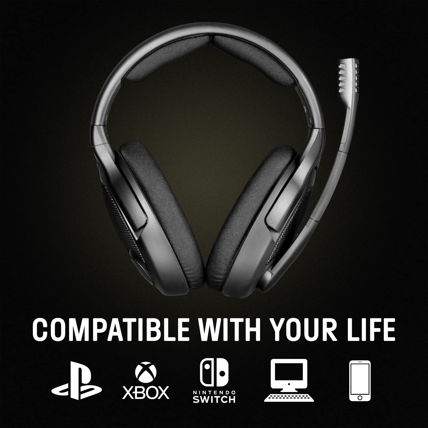 Drop + Epos Pc38X Gaming Headset Noise Cancelling Microphone With Over Ear Open Back Design, Velour Earpads, Compatible With Pc, Ps4, Ps5, Switch, Xbox, Mac, Mobile, And More (Black)