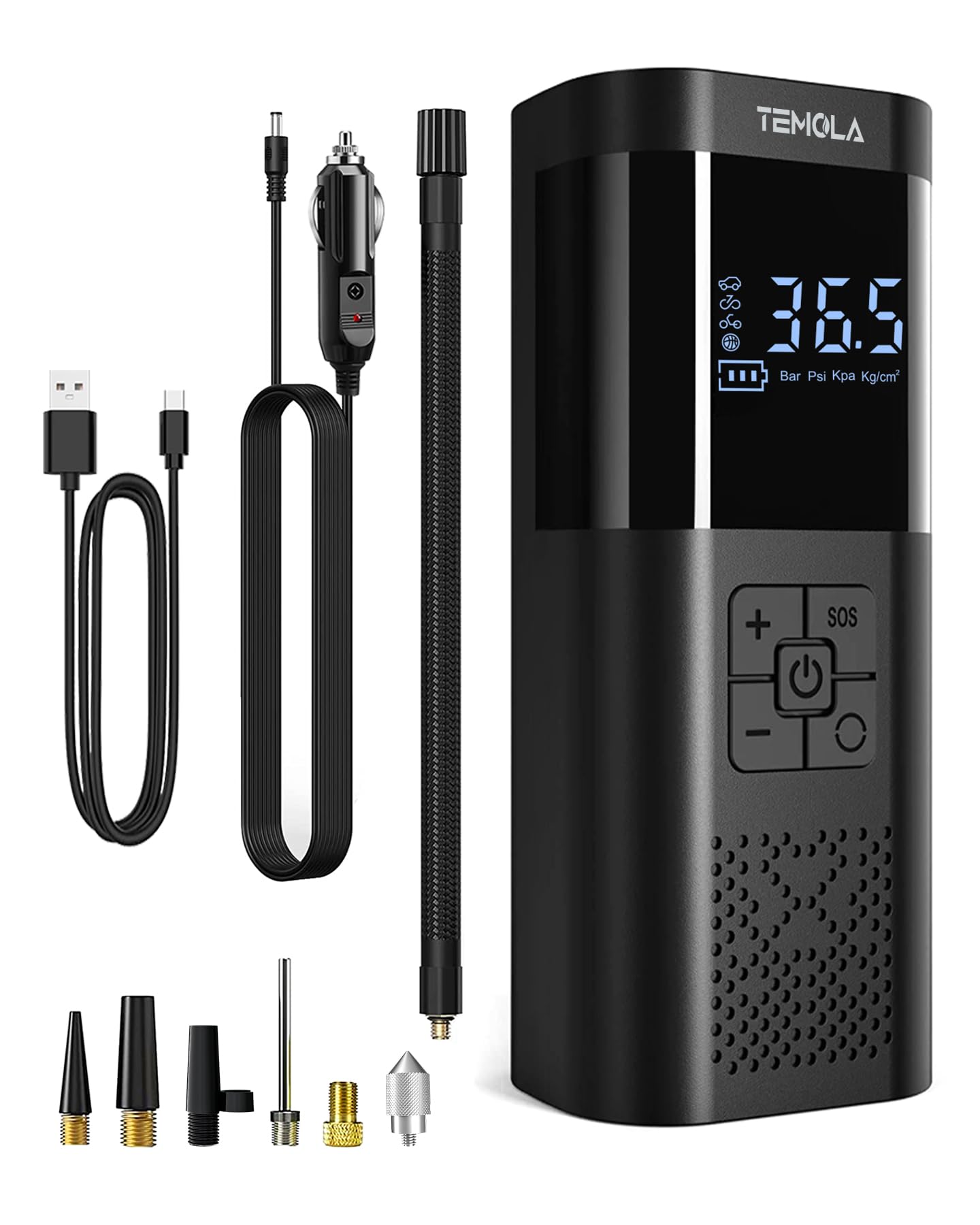 Temola Tire Inflator Portable Air Compressor, Air Pump For Car Tires 150Psi Cordless Air Compressor Portable With Pressure Gauge