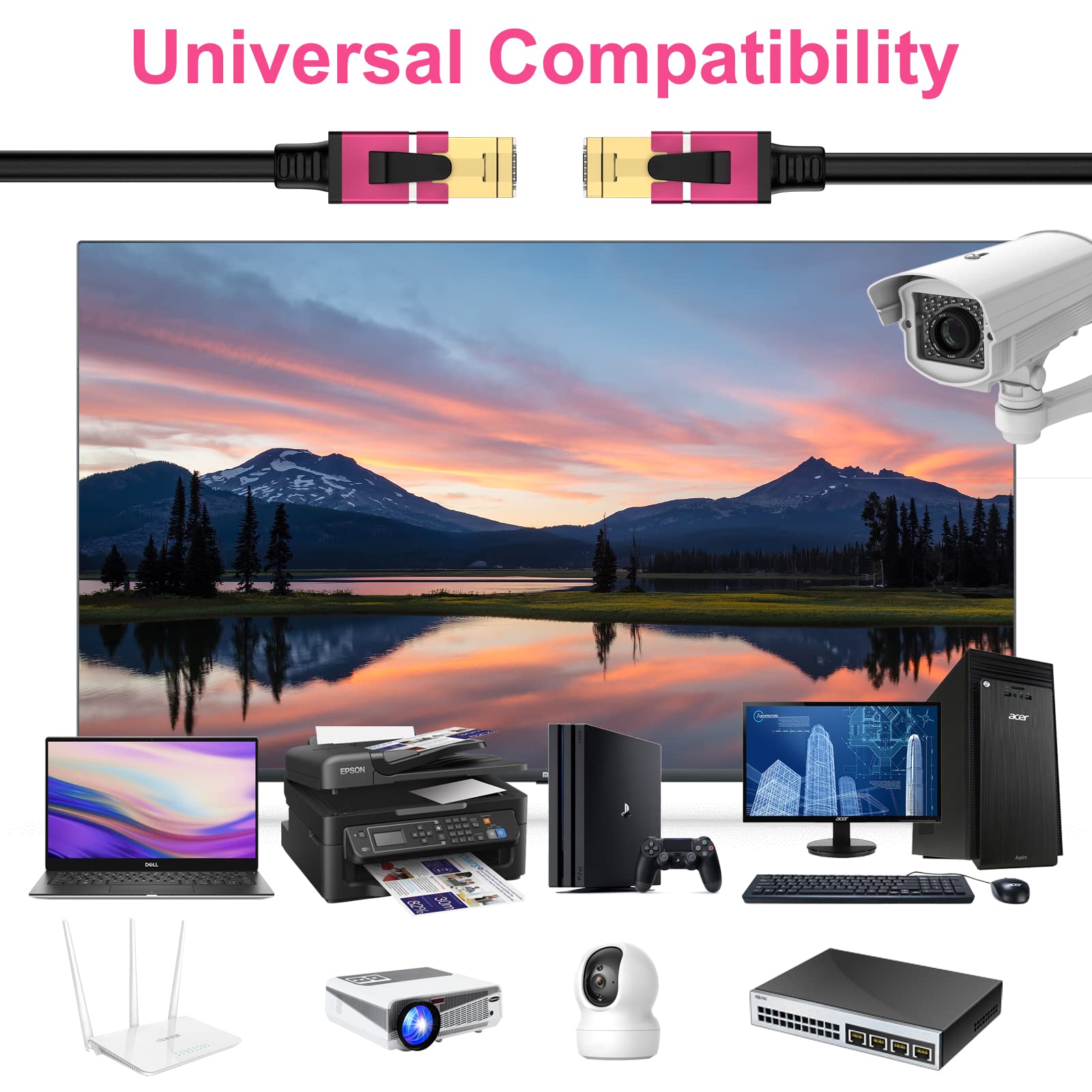 300Ft Cat8 Outdoor Ethernet Cable, In Ground, 26Awg Pure Copper Cat 8, Heavy Duty Direct Burial, Lldpe Uv Jacket, Waterproof, 40