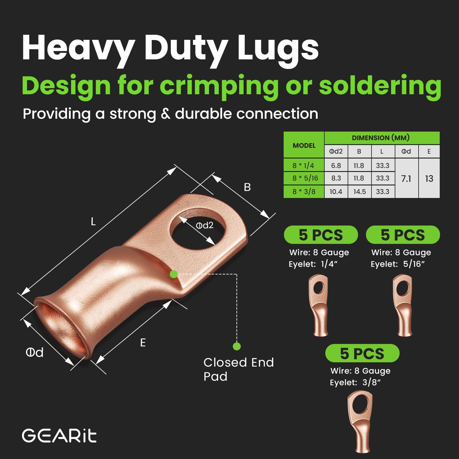Gearit, 8 Gauge Wire, 15 Lugs, 20 Heat Shrink Wrap, For Automotive, Battery Cable, Amp Kit, Amp, Cca Wire, Wire, Amp Kit, Batter