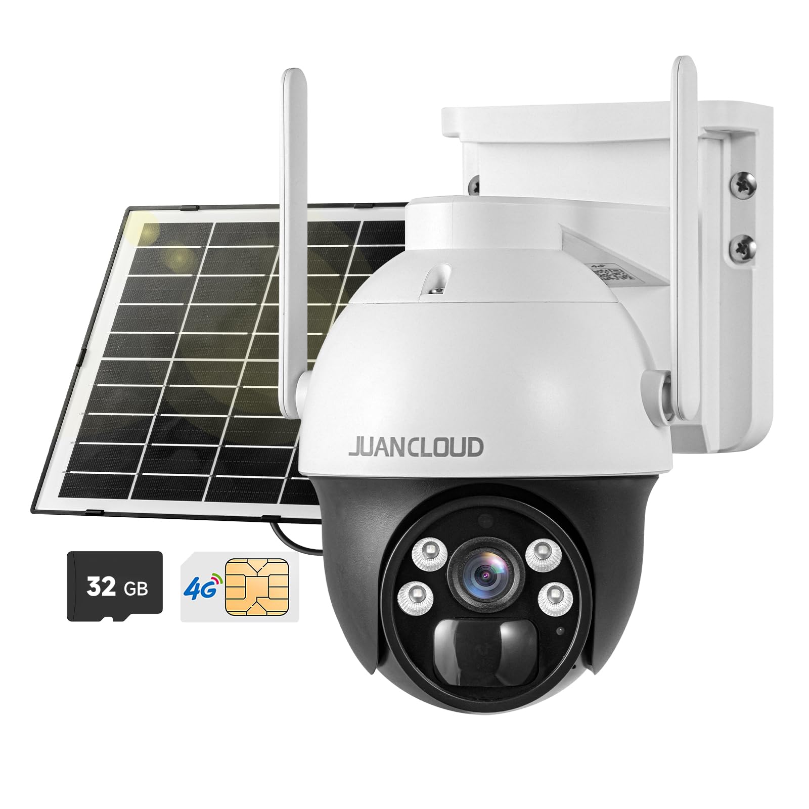 Juancloud 4G Lte Cellular Security Camera Outdoor Includes Sd&Sim Card, 4Mp No Wifi, Solar Powered 18000Mah, 2K Live 360, Color