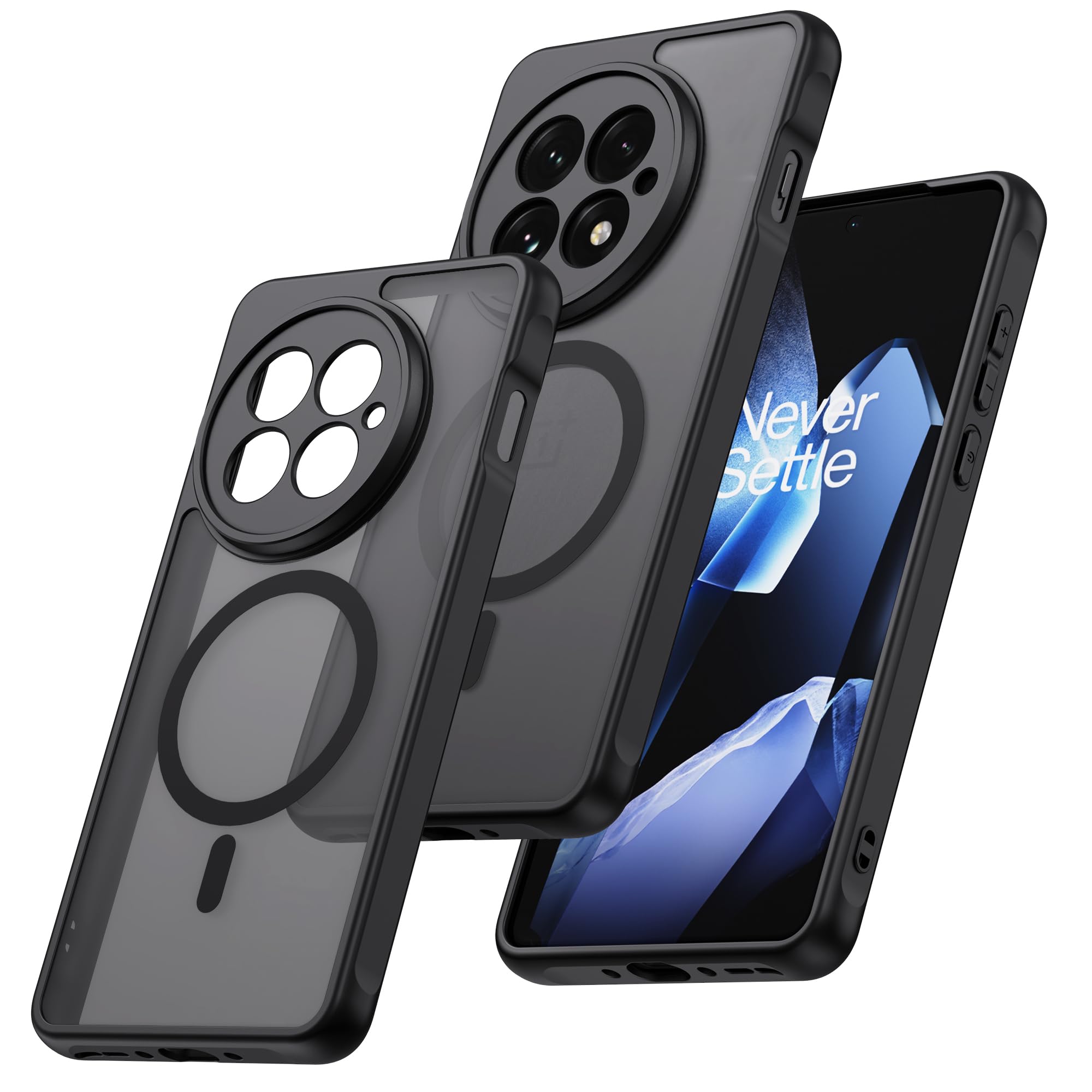 MAKAVO Magnetic for OnePlus 13 Case [Compatible with MagSafe] Translucent Matte Shockproof Phone Case with Camera Cover, One Plu