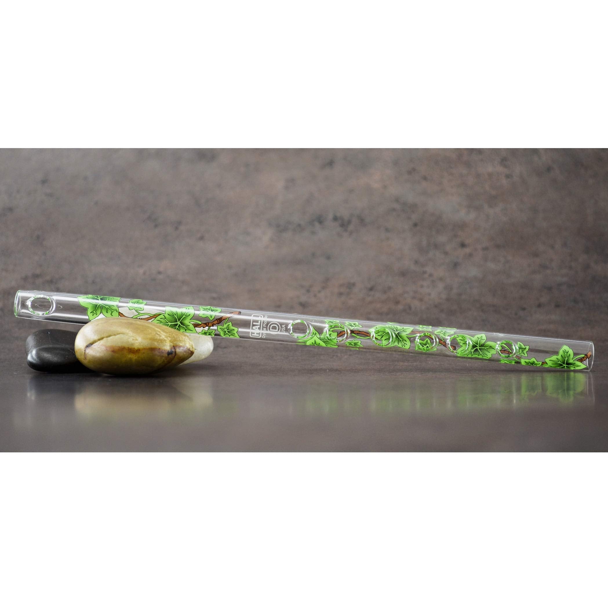 Hall Crystal Flute 21704  Offset Glass Flute In G  Green Ivy