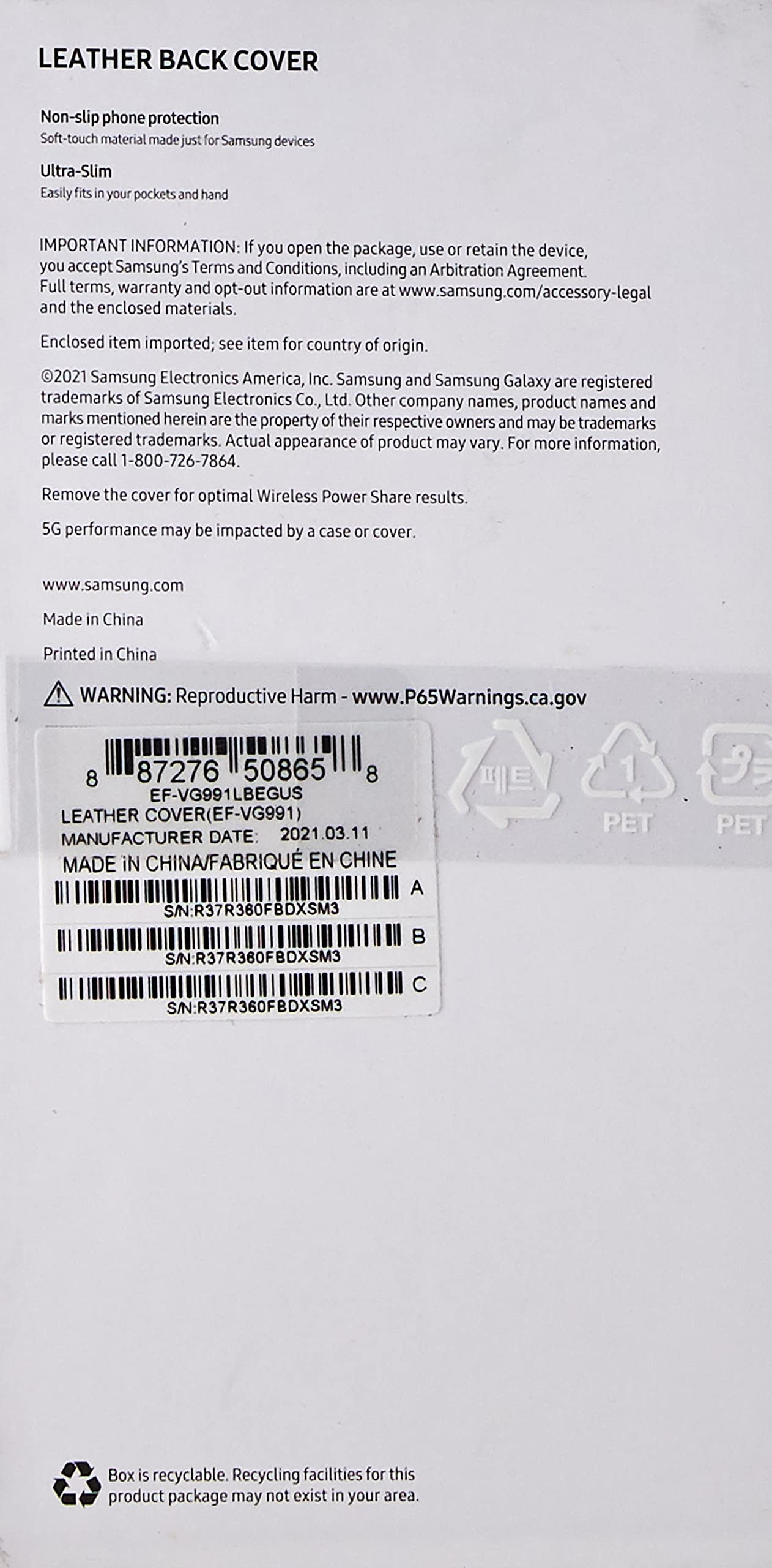 Samsung Galaxy S21 Case, Leather Back Cover   Black (Us Version)