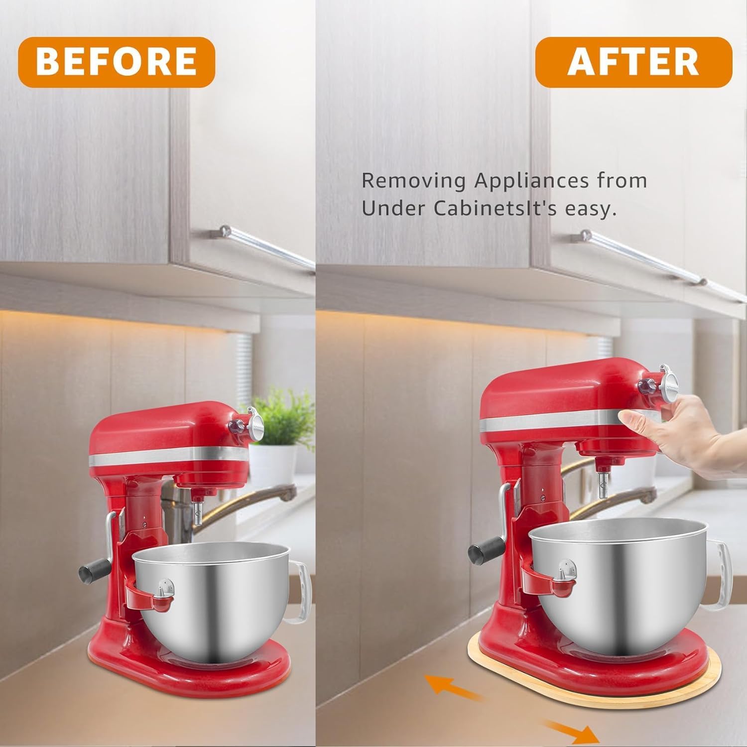 Bamboo Mixer Slider For Kitchen Aid 5 8 Qt Bowl Lift Stand Mixer, Kitchen Appliance Sliding Mat Countertop Storage Attachments,