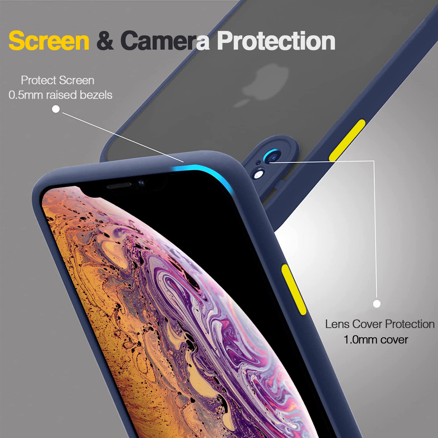 Kiomy Iphone X Case/Iphone Xs Case With 2 Hd Tempered Glass Screen Protectors, Translucent Matte Protection Cover With Soft Edge