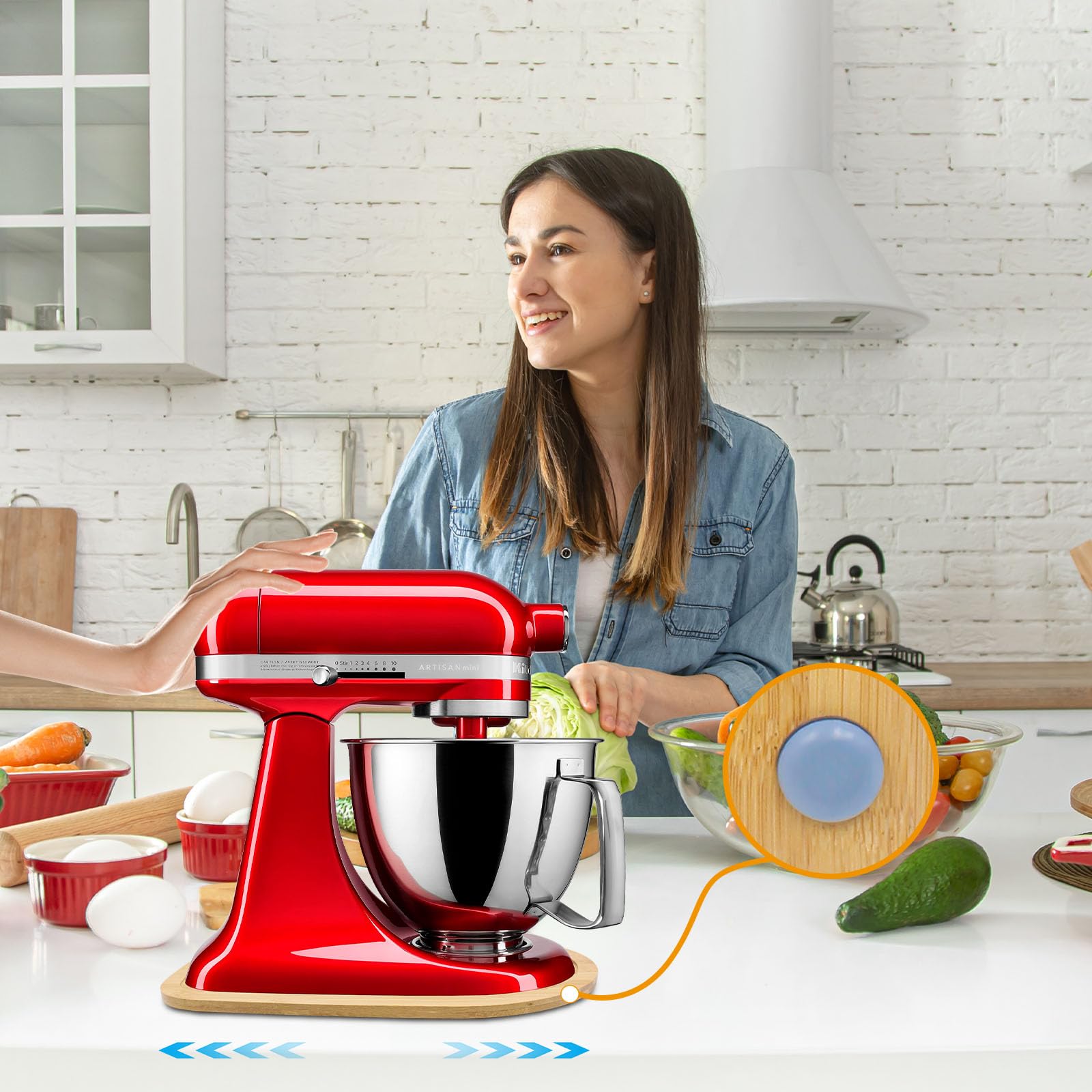 Bamboo Mixer Slider Mat For Tilt Head Kitchen Aid 4.5 5 Qt Stand Mixer, Appliance Sliding Mat For Kitchenaid Artisan 4.5 5 Qt, K