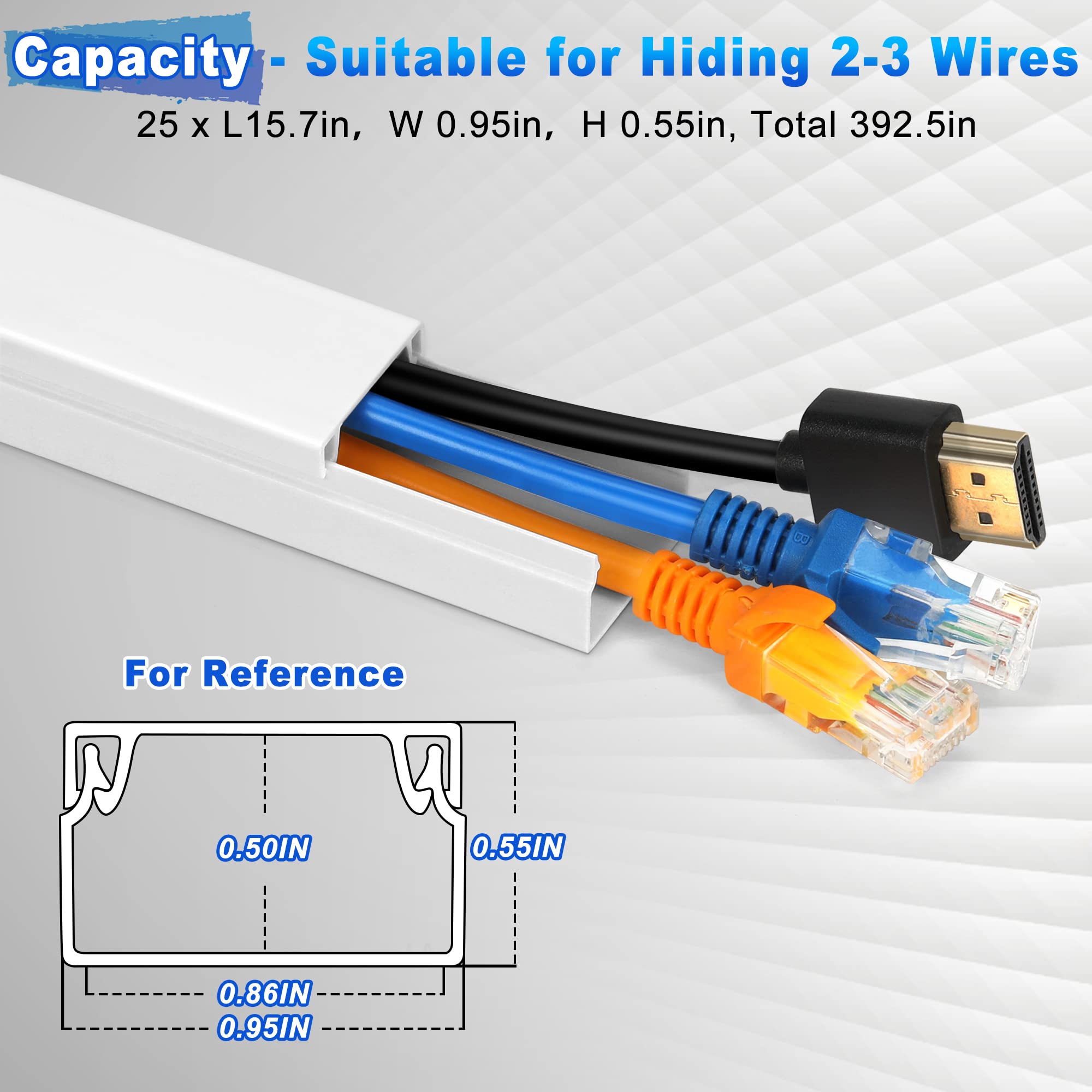 Lzeoy Wire Covers For Cords Kit 392.5In Wire Hiders For Tv On Wall, White Cord Cover Wall, Cord Hider Wall Mounted Tv, Tv Cable