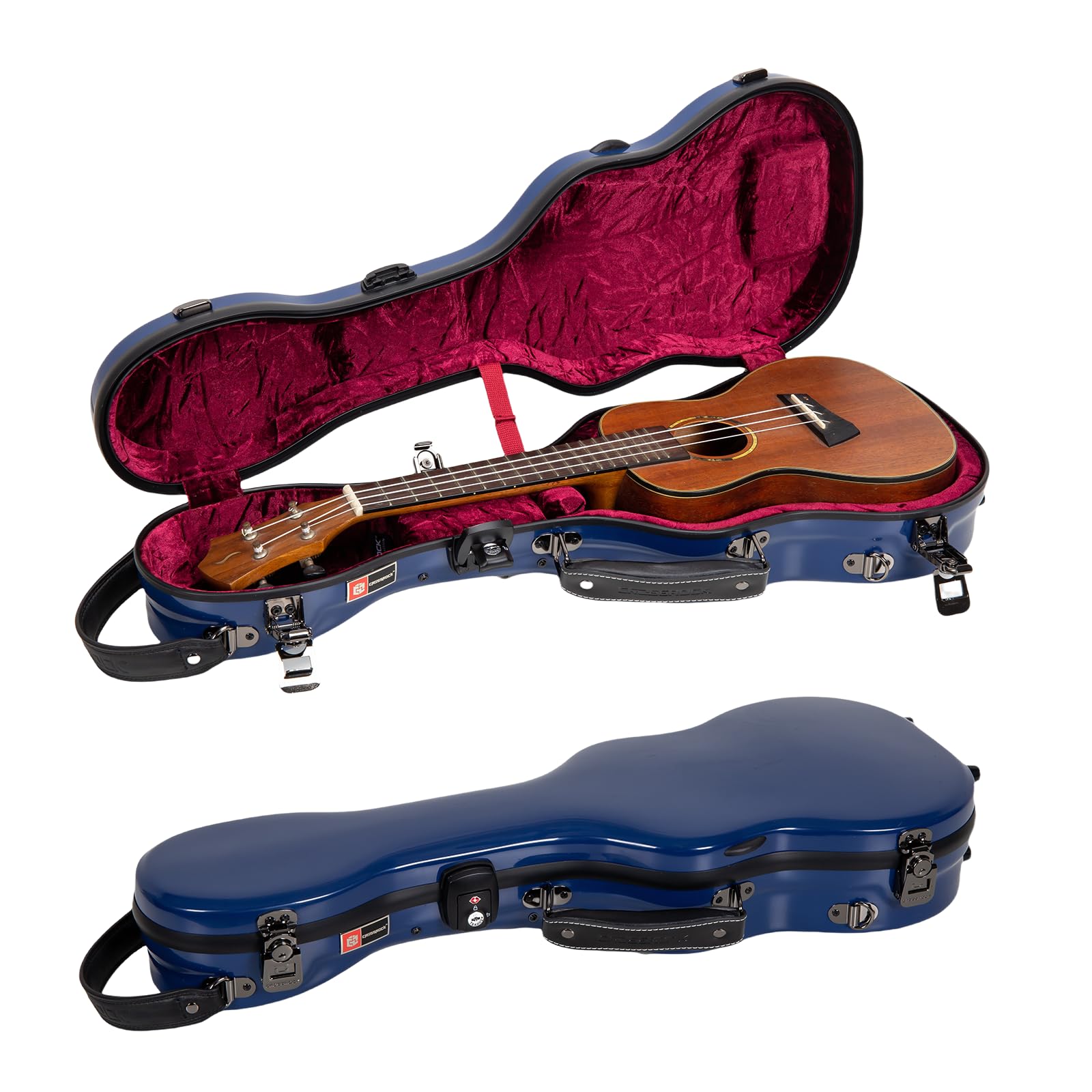 Crossrock Concert Ukulele Case - 100% Fiberglass Hardshell With Brand Latches, Tsa Lock, Accessory Compartment, And Detachable S