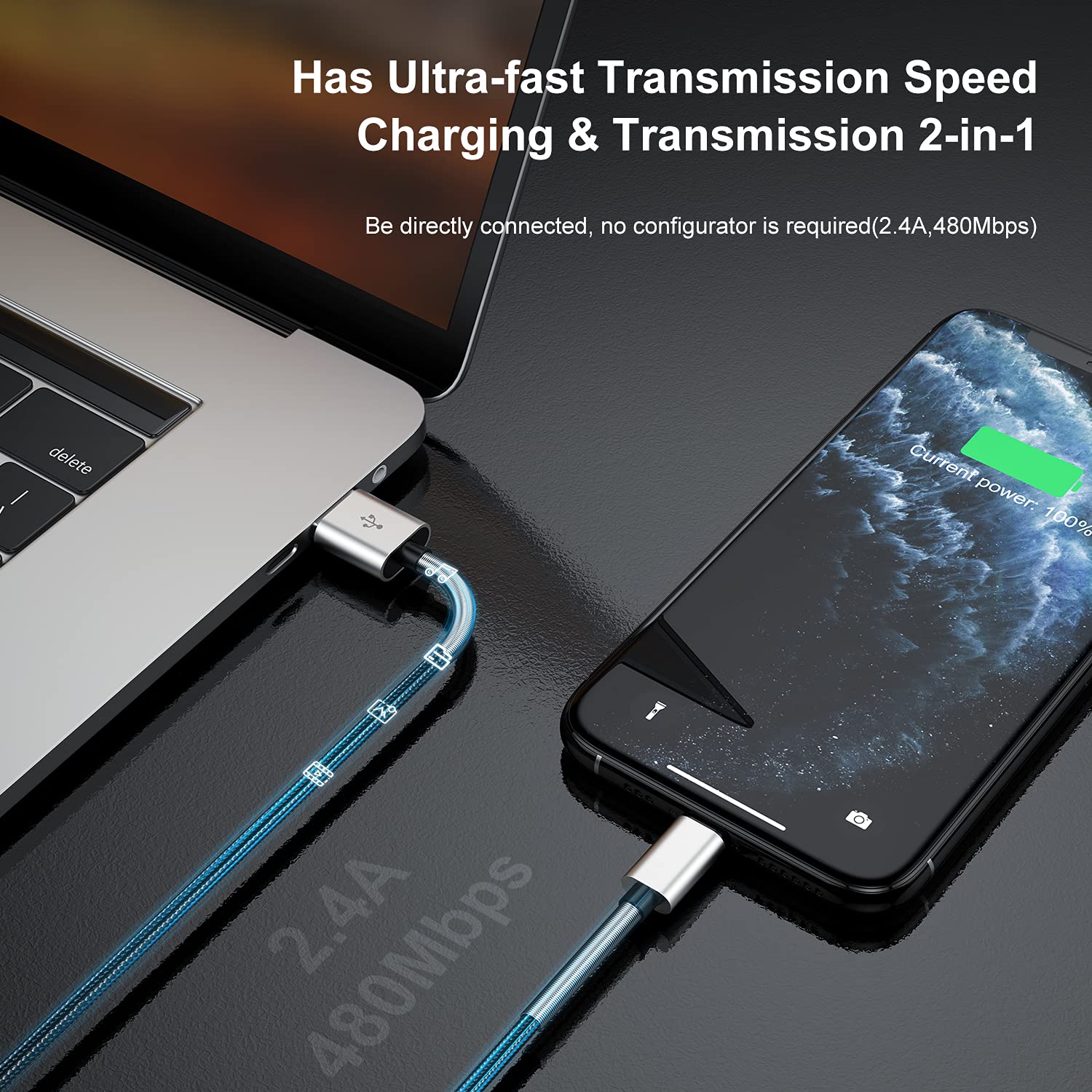 2Pack 10Ft Iphone Charger Cable, [ Apple Mfi Certified ] Long Lightning Cable 10 Foot, High Fast 10 Feet Apple Charging Cable Cord For Apple Iphone14 Pro Max/13 Mini/12/11/Xs/Xr/8