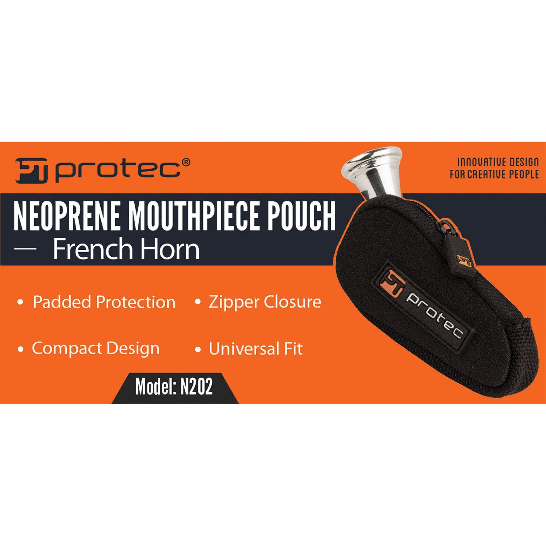 Pro Tec N202 Fitted Neoprene Mouthpiece Pouch For French Horn,Black