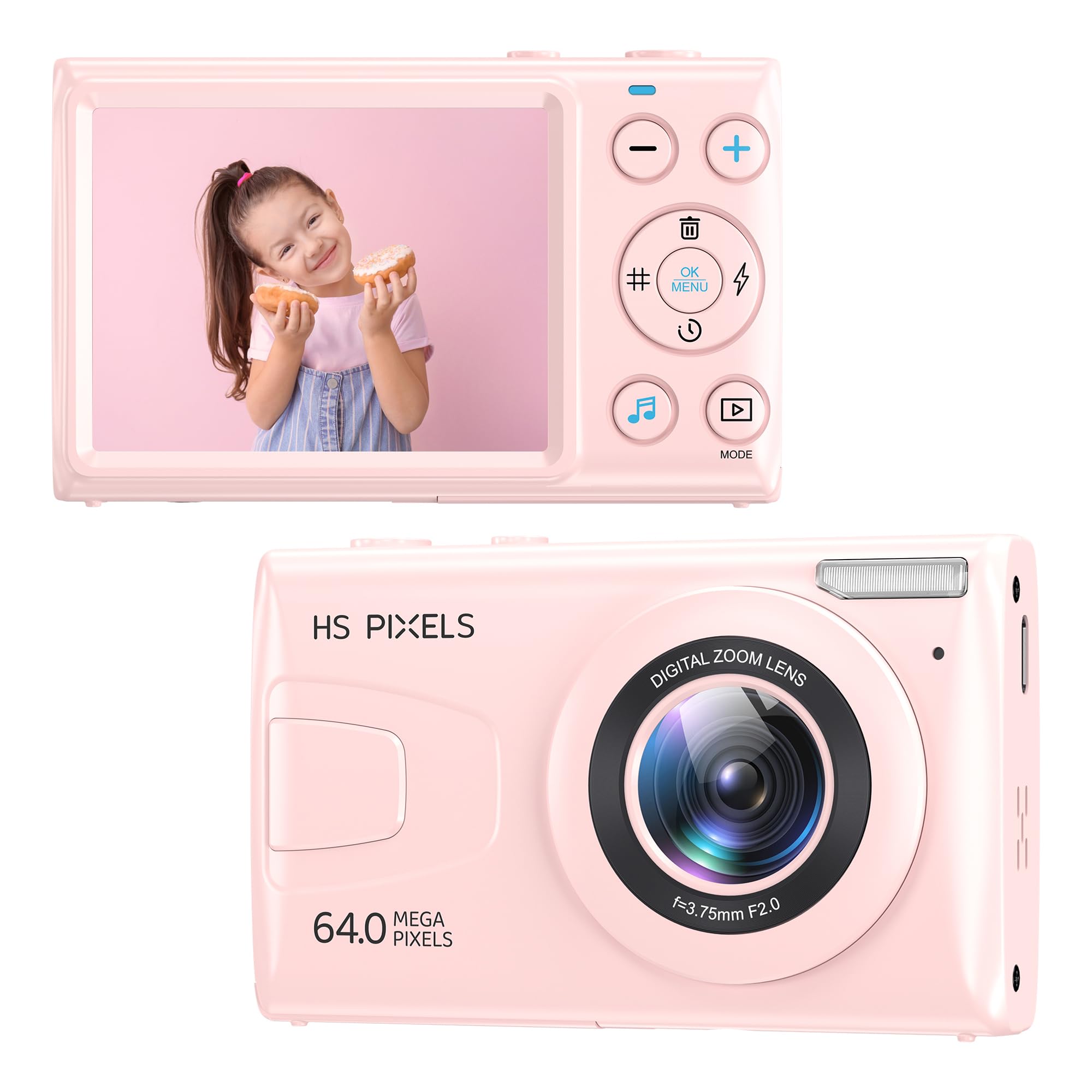 Digital Camera,4K Kids Camera For Photography,64Mp Mp3 Player Vlogging Camera For Youtube,2.8'' Ips Screen,Auto Focus,18X Zoom,1
