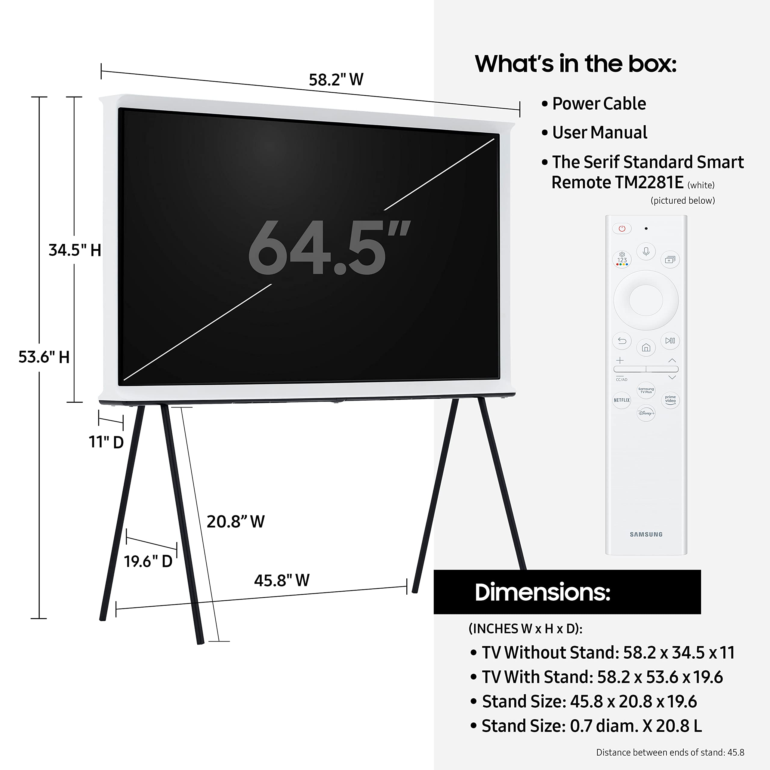 Samsung 65-Inch Class The Serif Ls01B Series - Qled 4K, I-Shaped Design, Anti-Reflection Matte Display, -Portable Easel -Stand,
